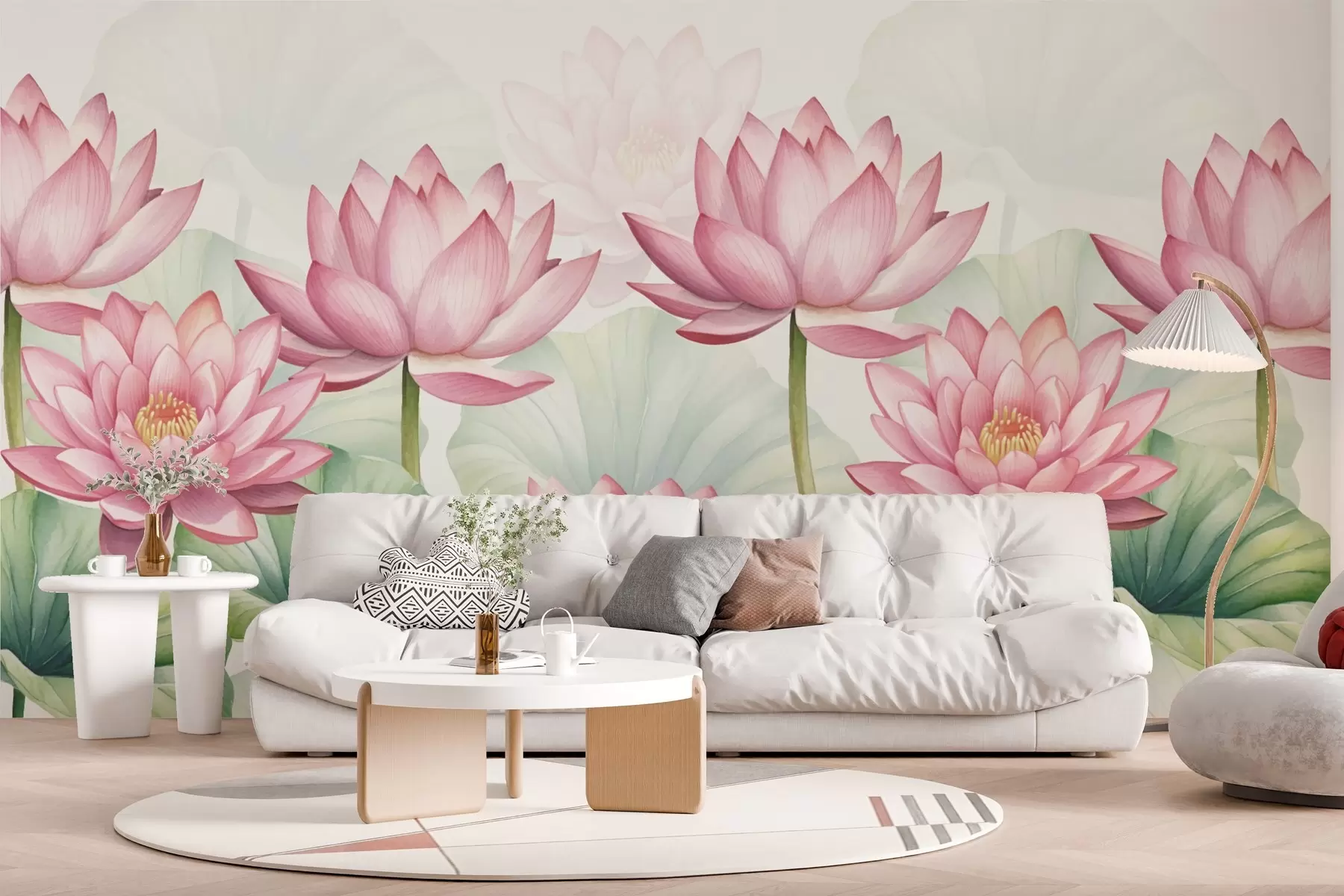 Фототапет Големи розови лотоси и листа w03107v1