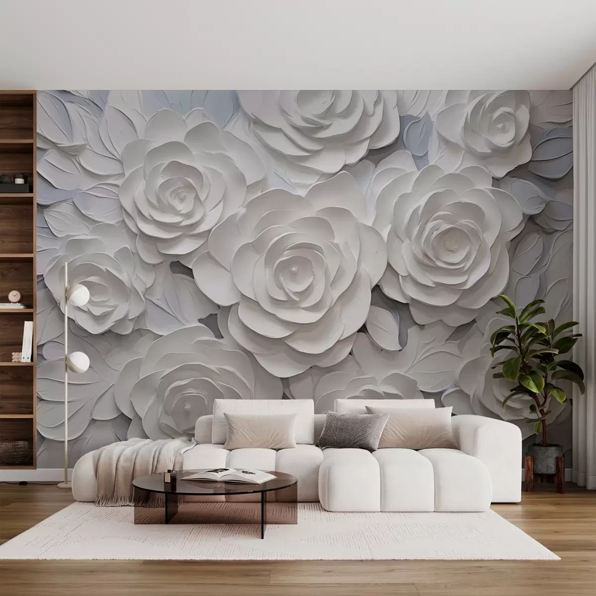 Фототапет Бели абстрактни рози w03070