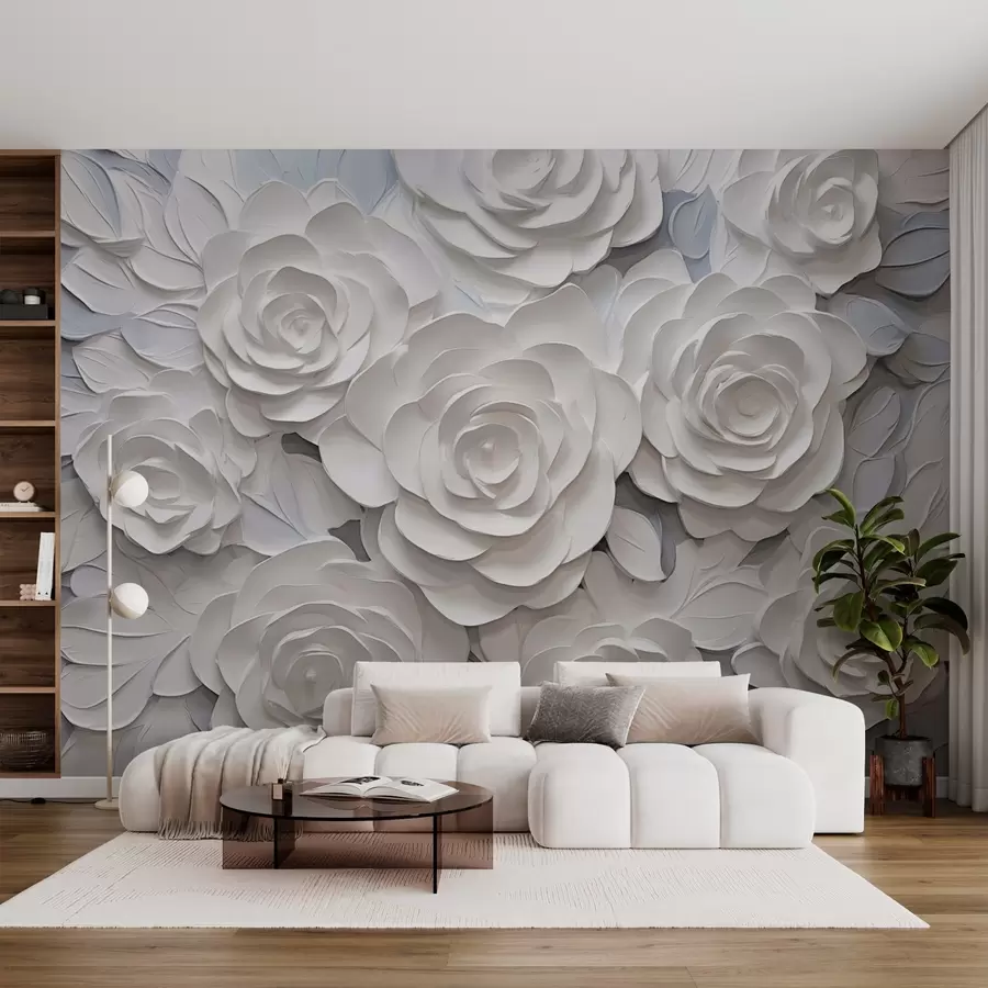 Фототапет Бели абстрактни рози w03070