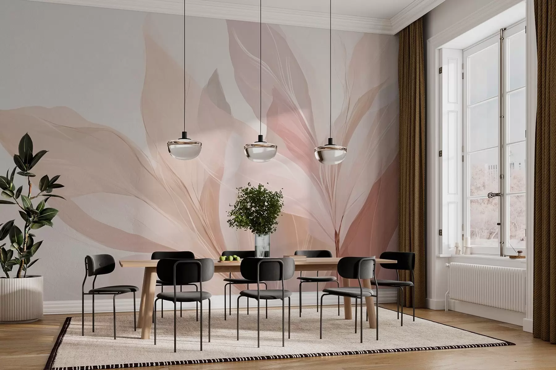 Фототапет Абстрактно изображение на листа в светли цветове w03135