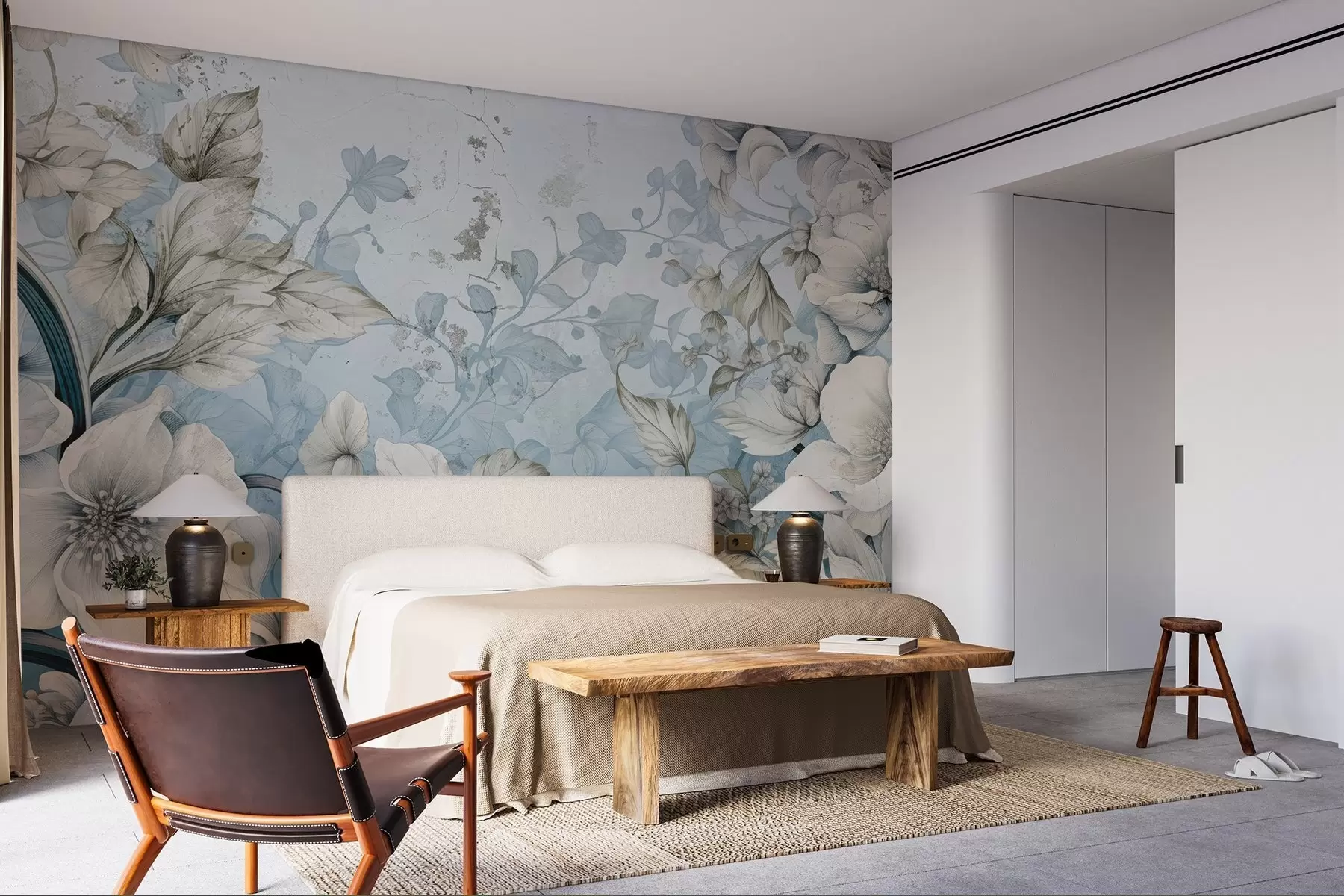 Фототапет Фантастично нарисувани цветя на стената w03191