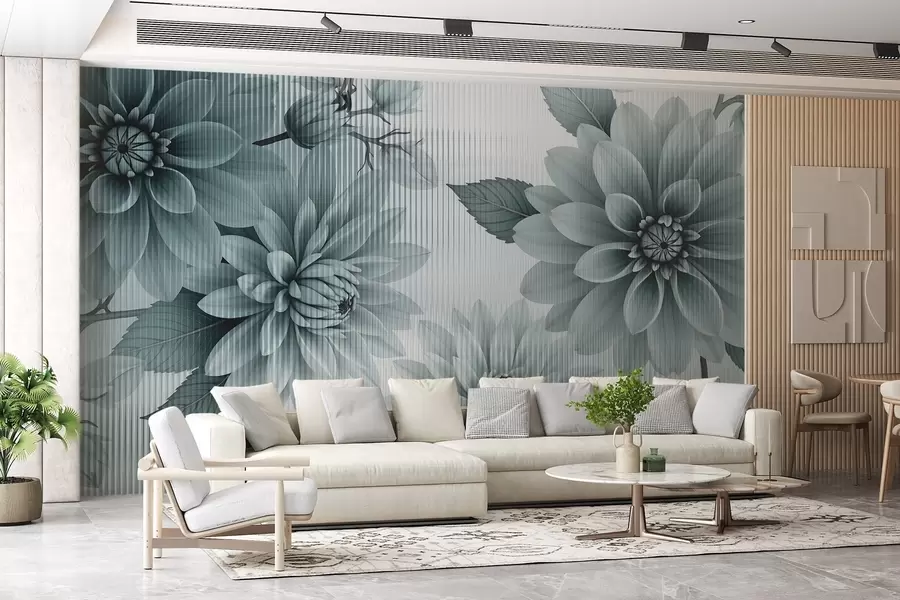 Фототапет Големи цветя зад стъкло w03197v2