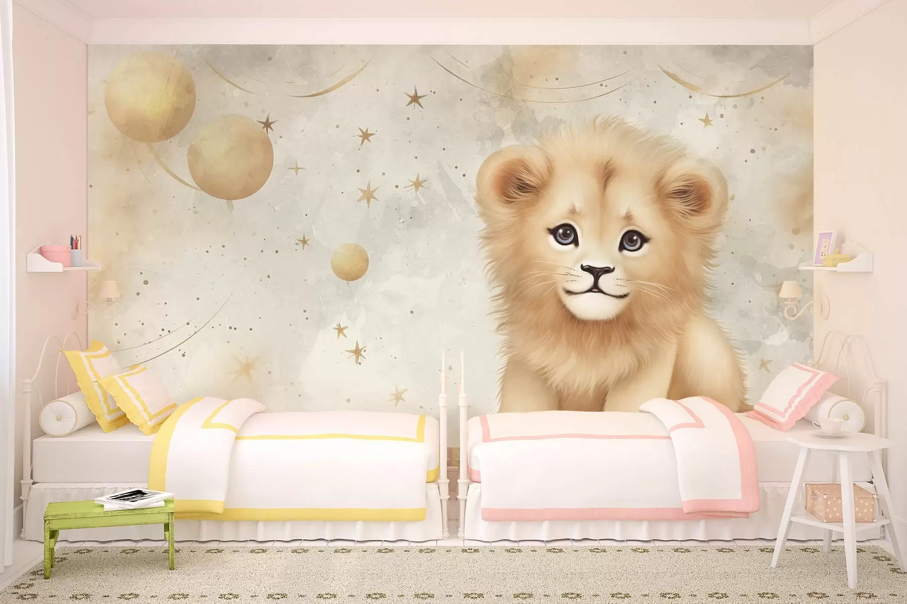 Фототапет Лъвче на акварелен фон w08845