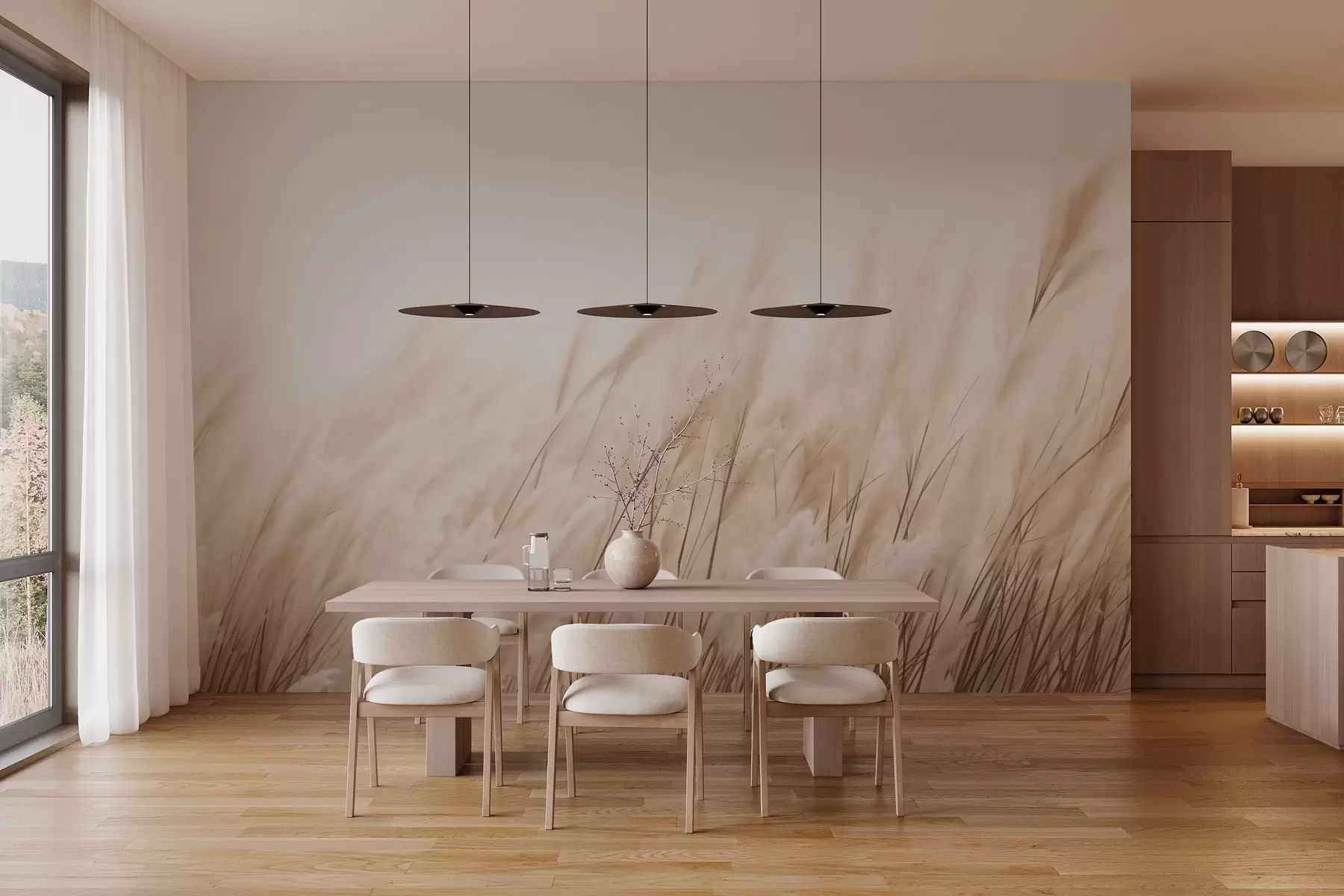 Фототапет Шишарки в пастелни бежови цветове w03244