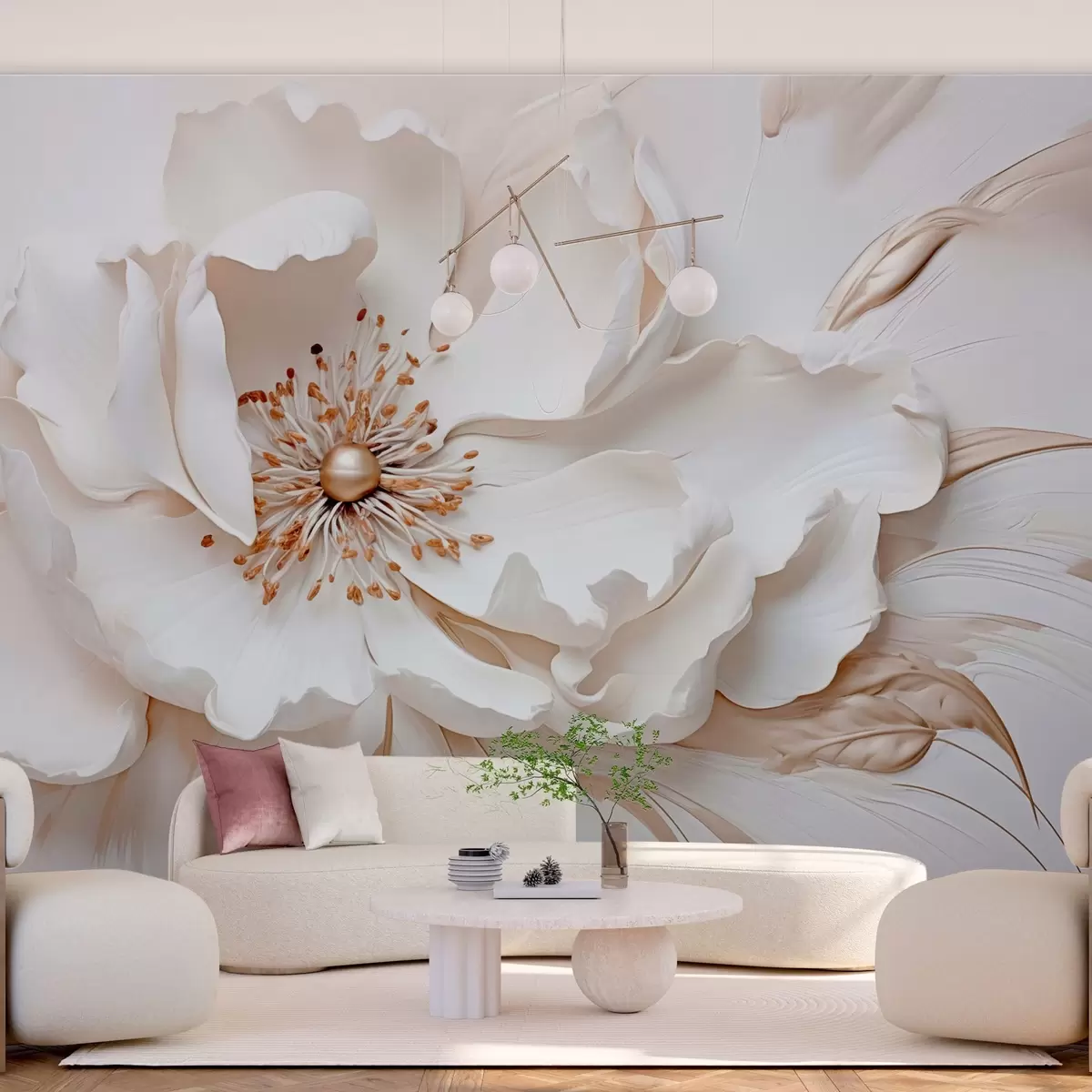 Фототапет Деликатно цвете в пастелни цветове в барелефен стил w03249v1