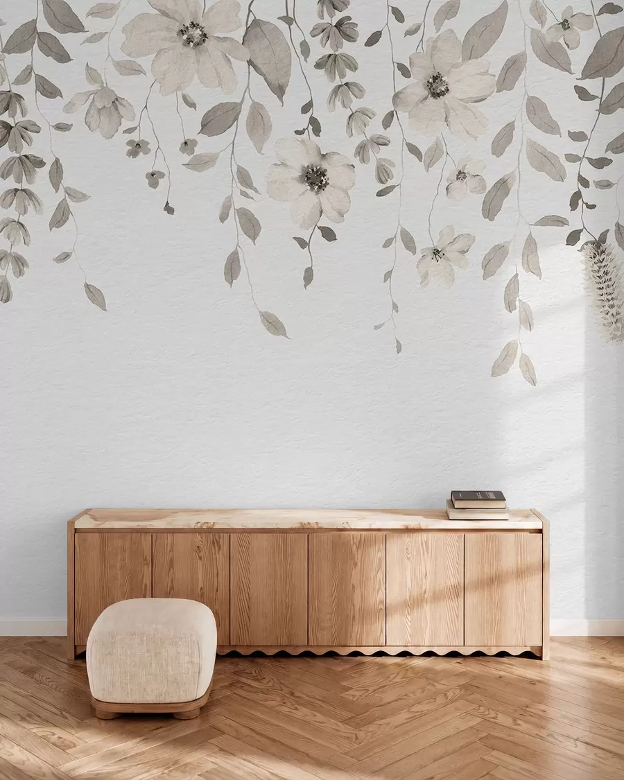 Фототапет Висящи цветя и листа от акварел w03315v1