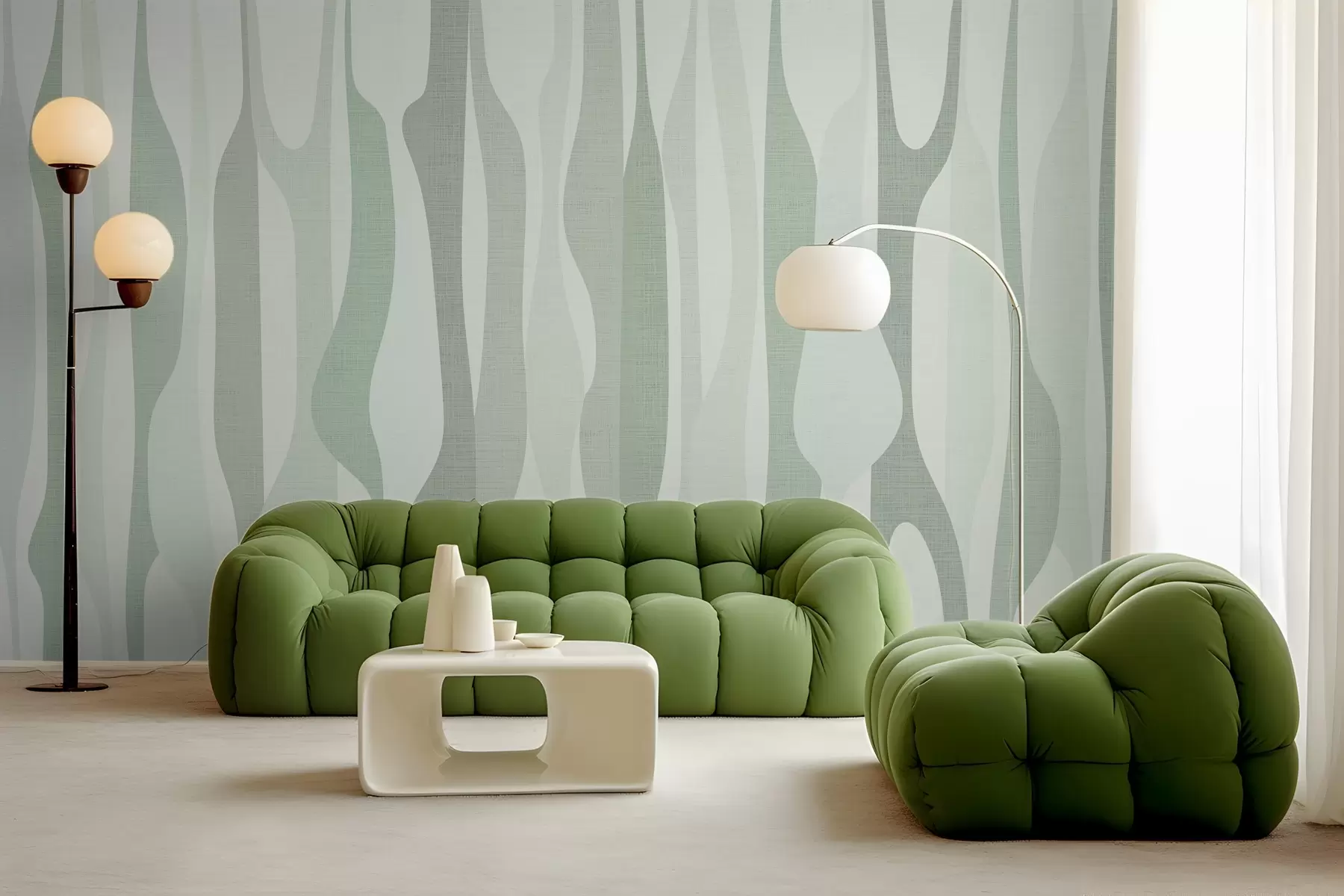 Фототапет модерни абстрактни форми в светлозелени нюанси w03283v2