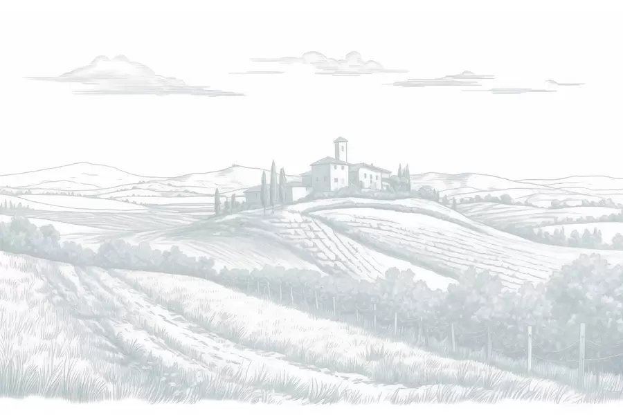 Фототапет Тоскана пейзажи, Италия, лозя, природа, стар замък, сини цветове w03349v1