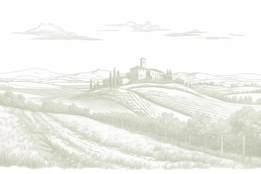 Фототапет Тоскана пейзажи, Италия, лозя, природа, стар замък, зелени цветове w03349v2