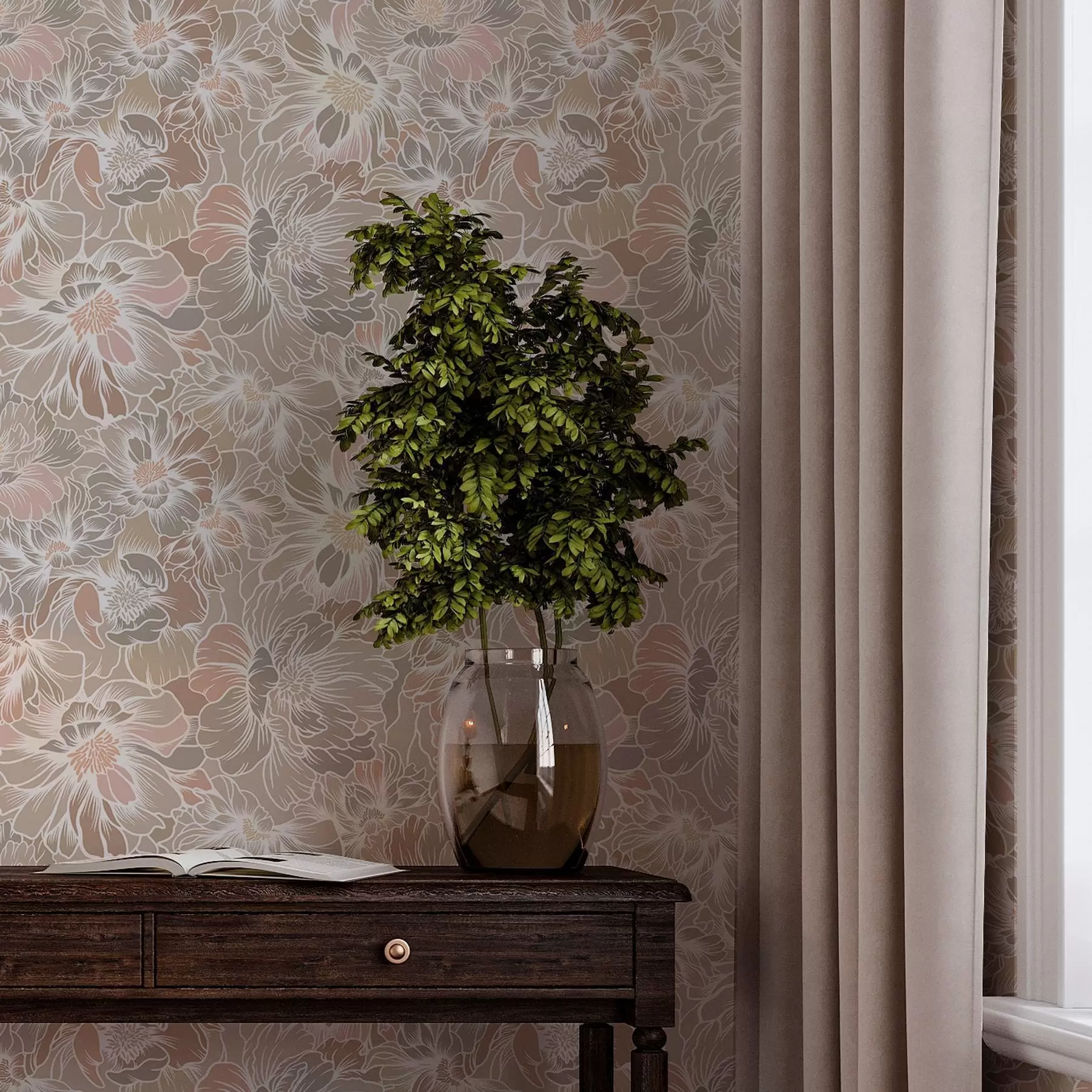 Фототапет Големи цветя с пъстри венчелистчета в пастелни нюанси a00020