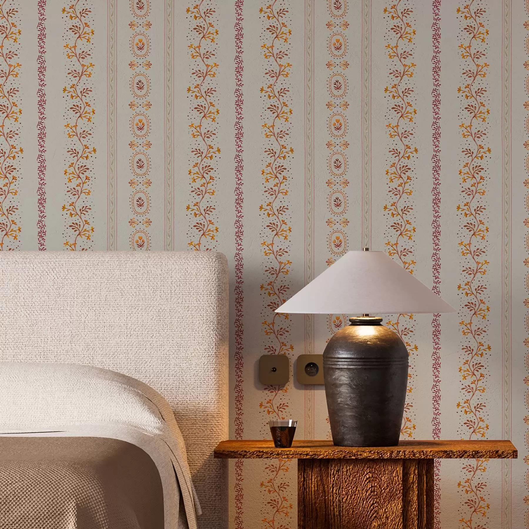 Фототапет Деликатен геометричен орнамент с цветя и растения a00031