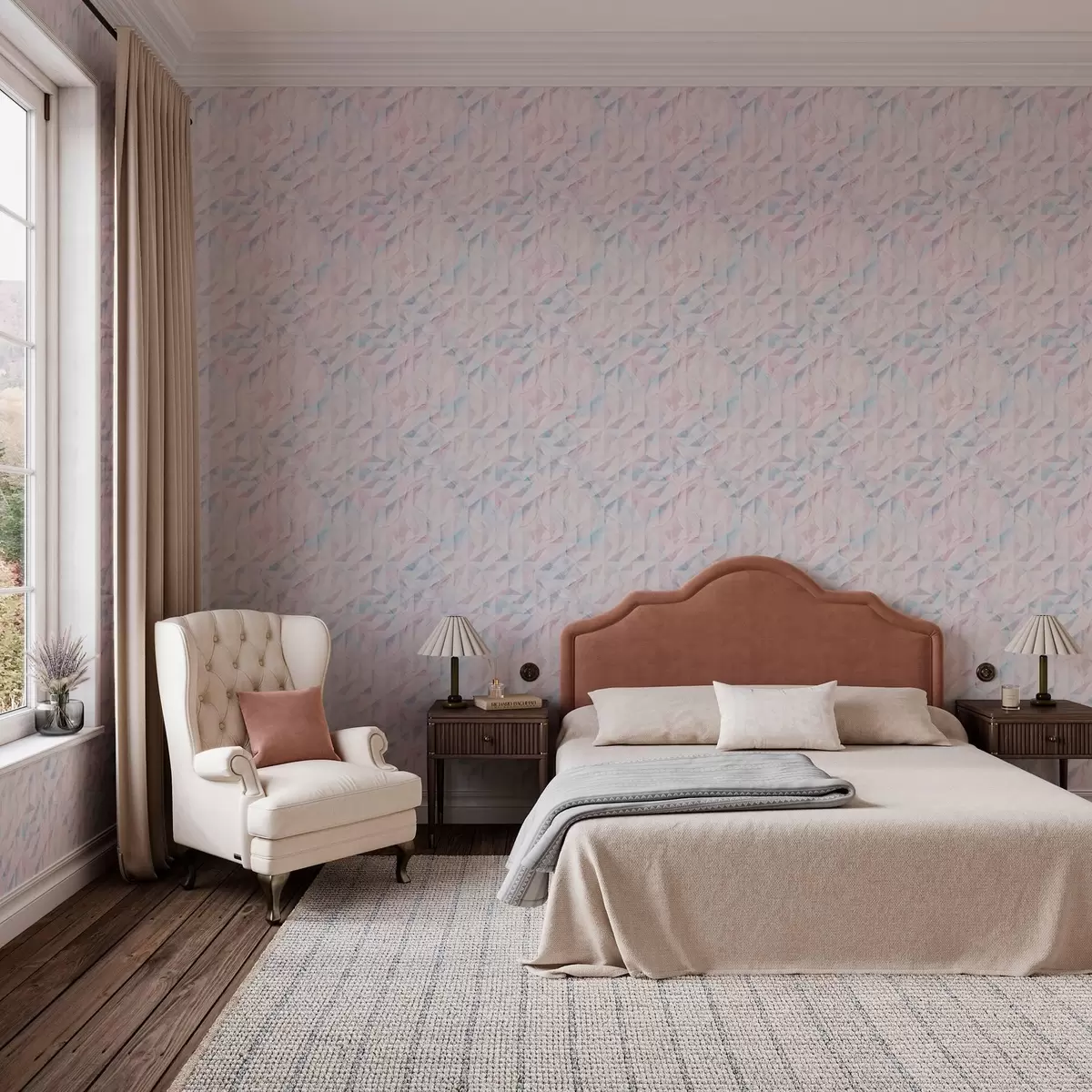 Тапети Абстрактни розови и сини геометрични модели a00050