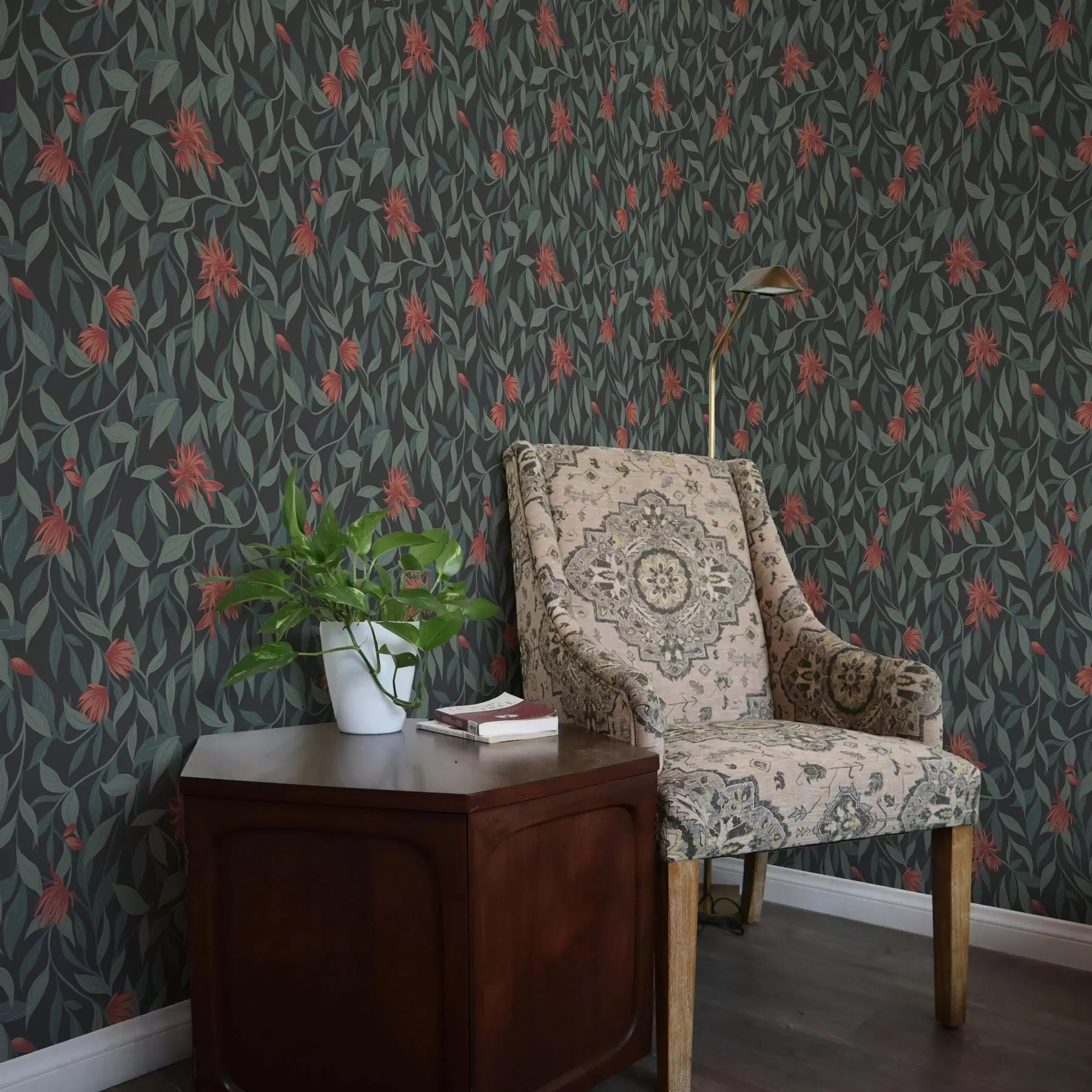 Фототапет Висящи клони с червени цветя a00052v1