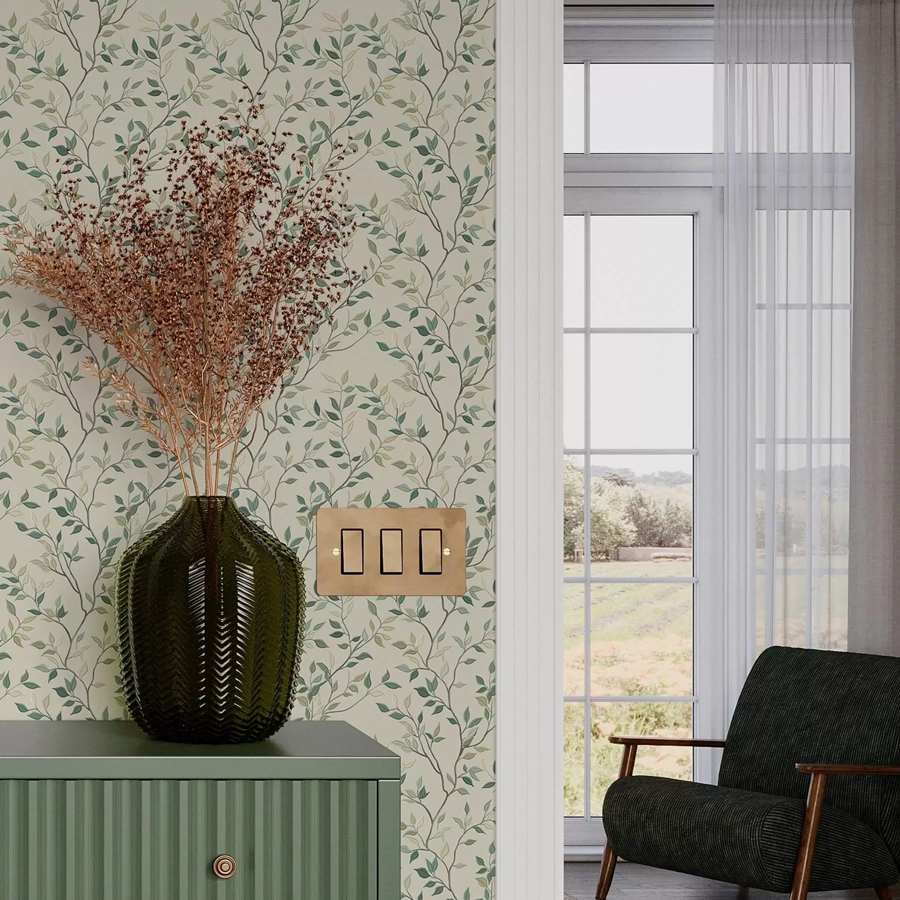 Фототапет Нежни усукани клонки с листа a00071