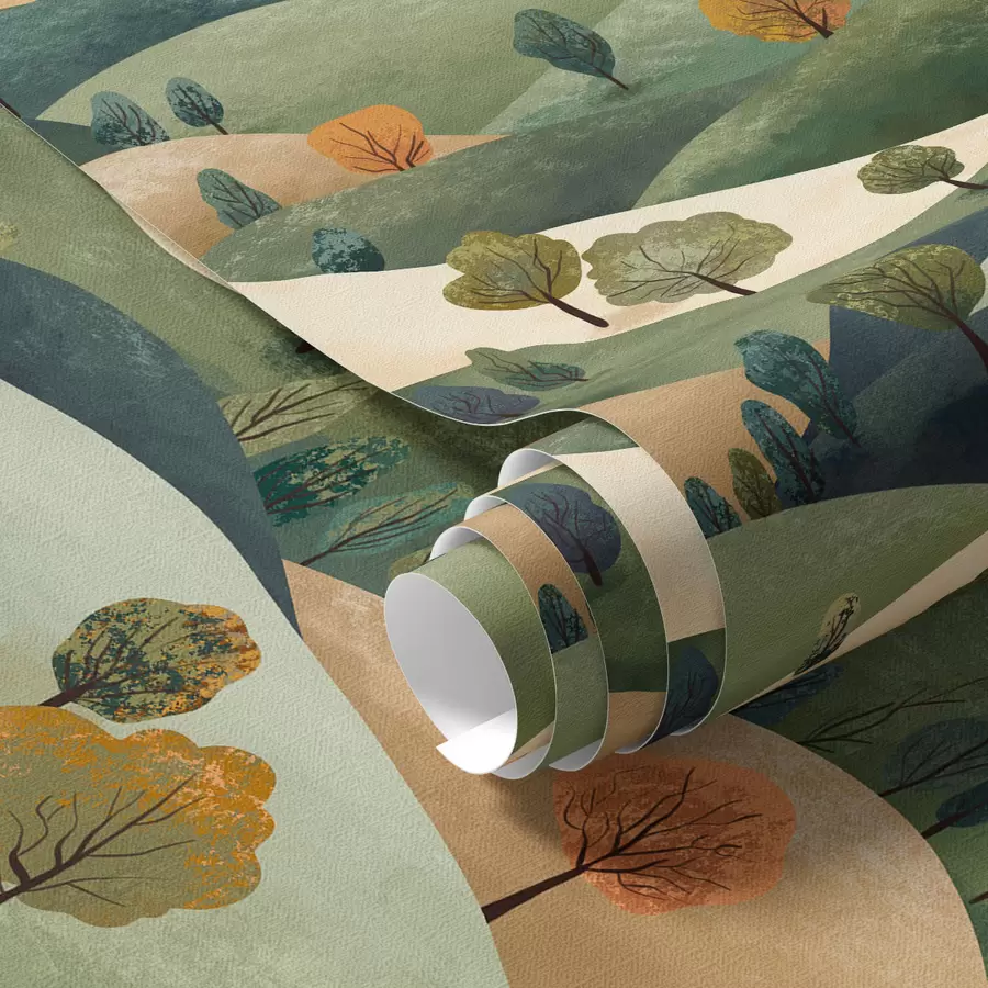 Фототапет Забавни хълмове с дървета a00091