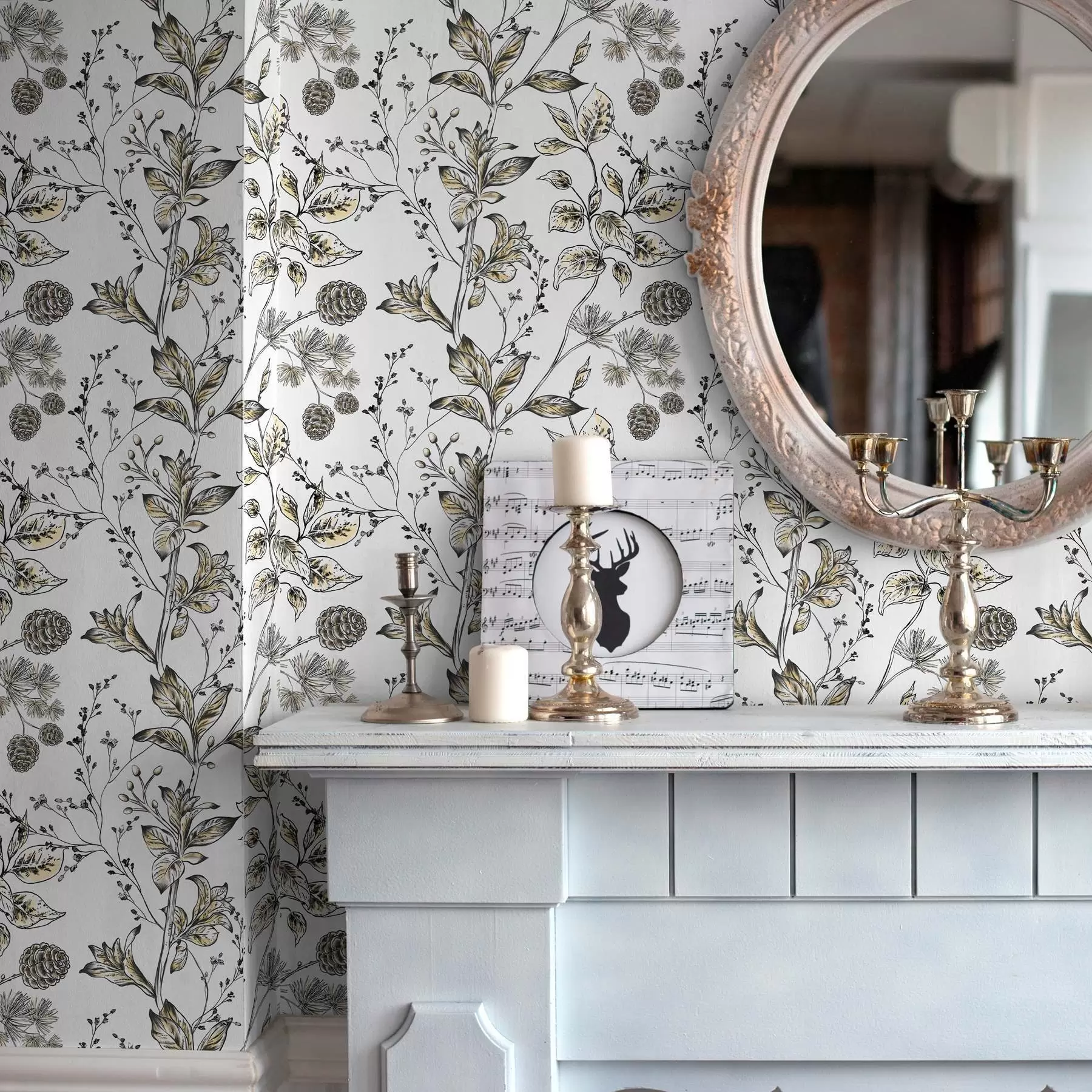 Фототапет Клони с жълти листа на бял фон a00098