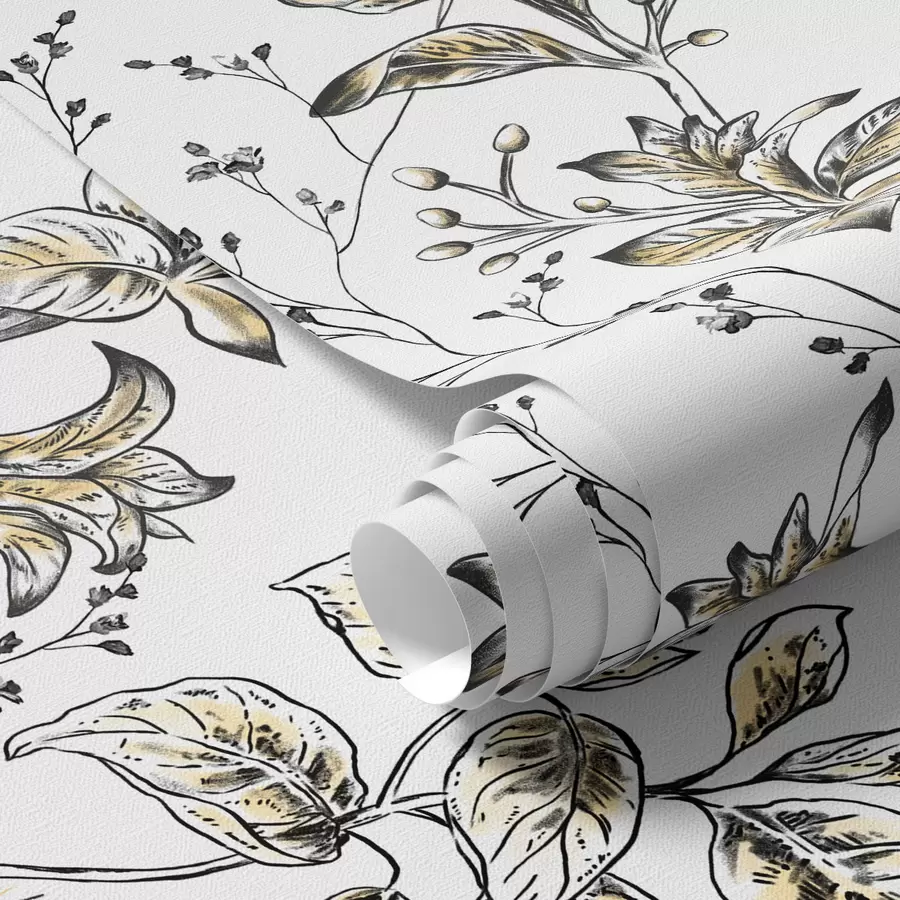 Фототапет Клони с жълти листа на бял фон a00098