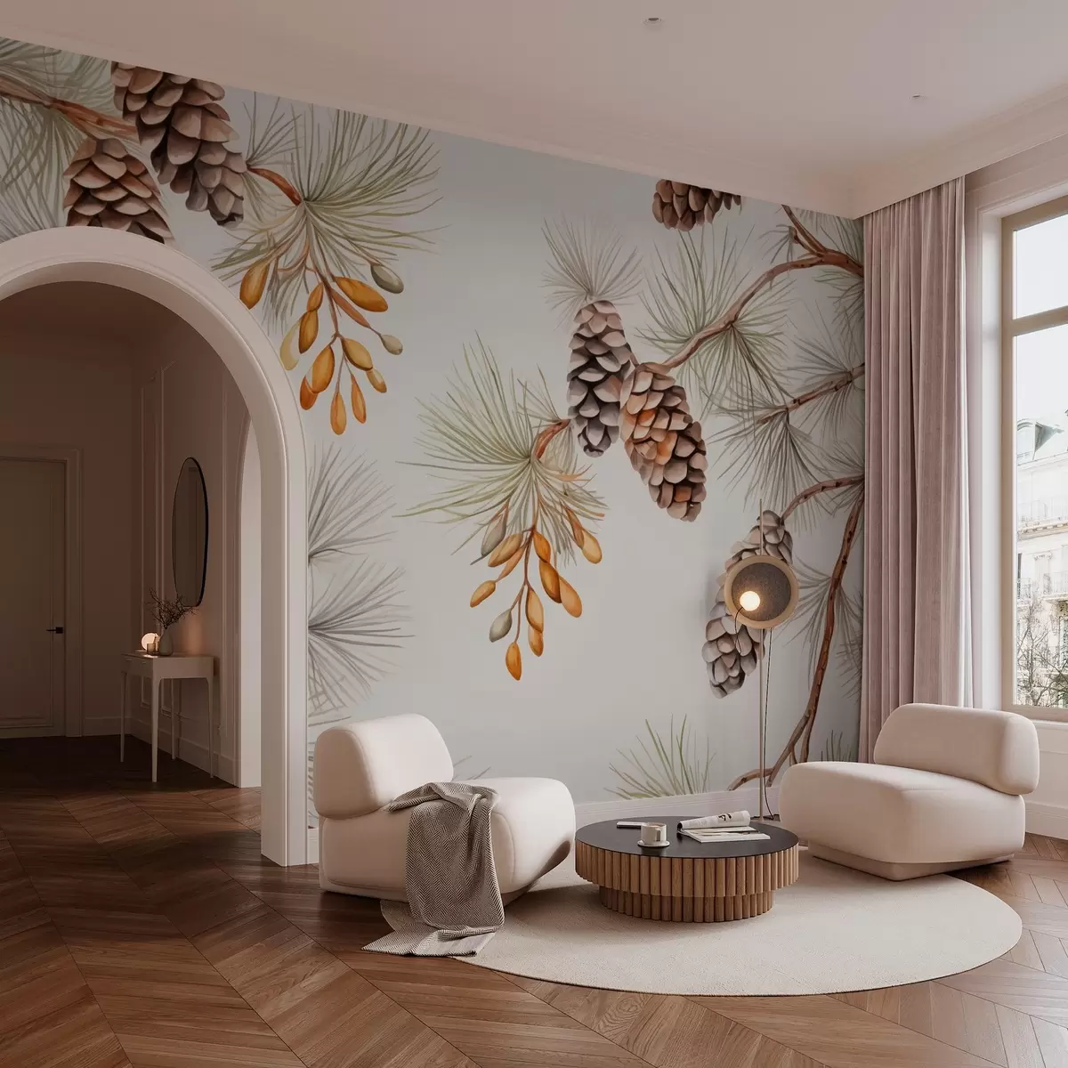 Фототапет Имитация на борови шишарки акварел w03462