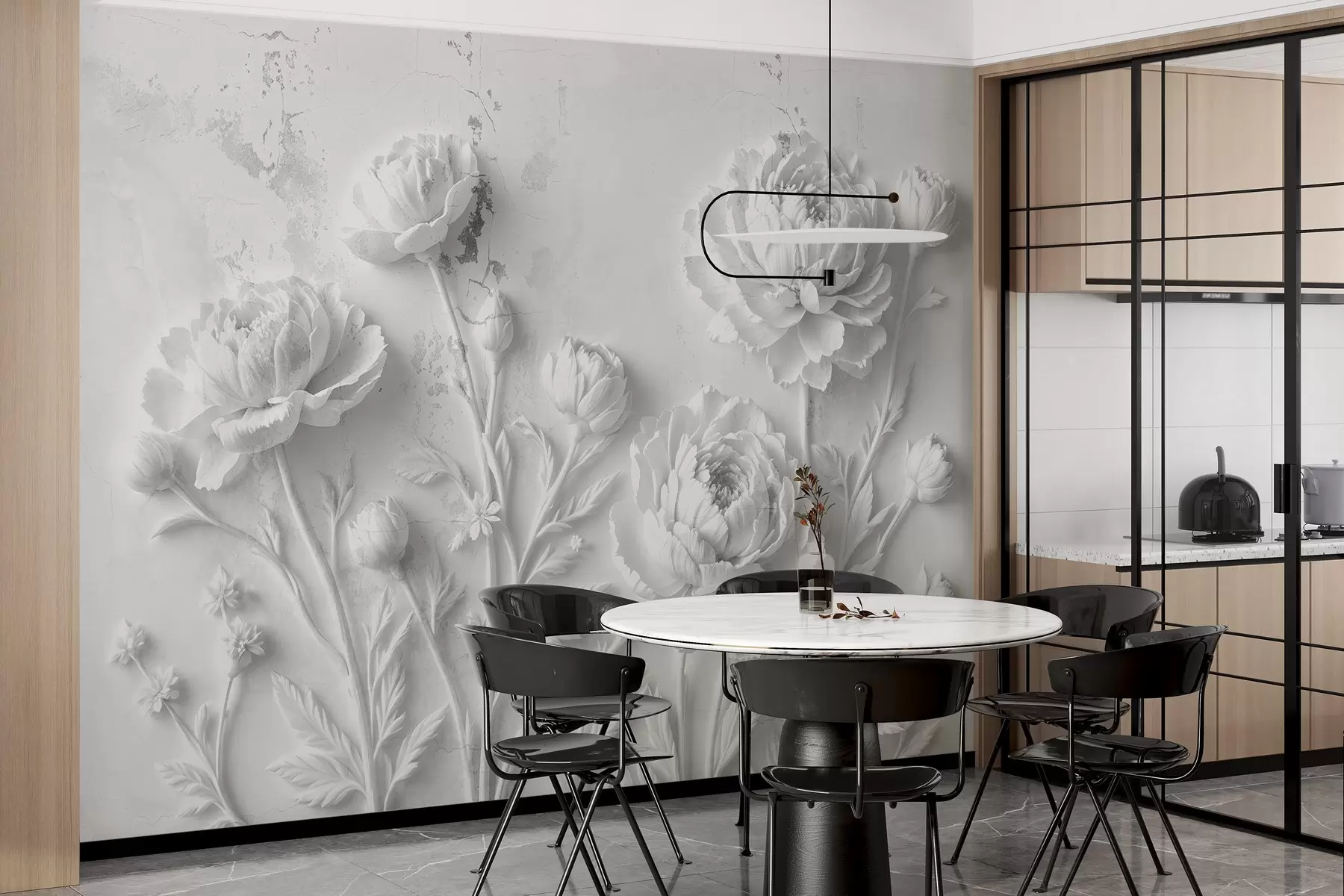 Фототапет Цветя на бетонен фон в гръндж стил w03553v2