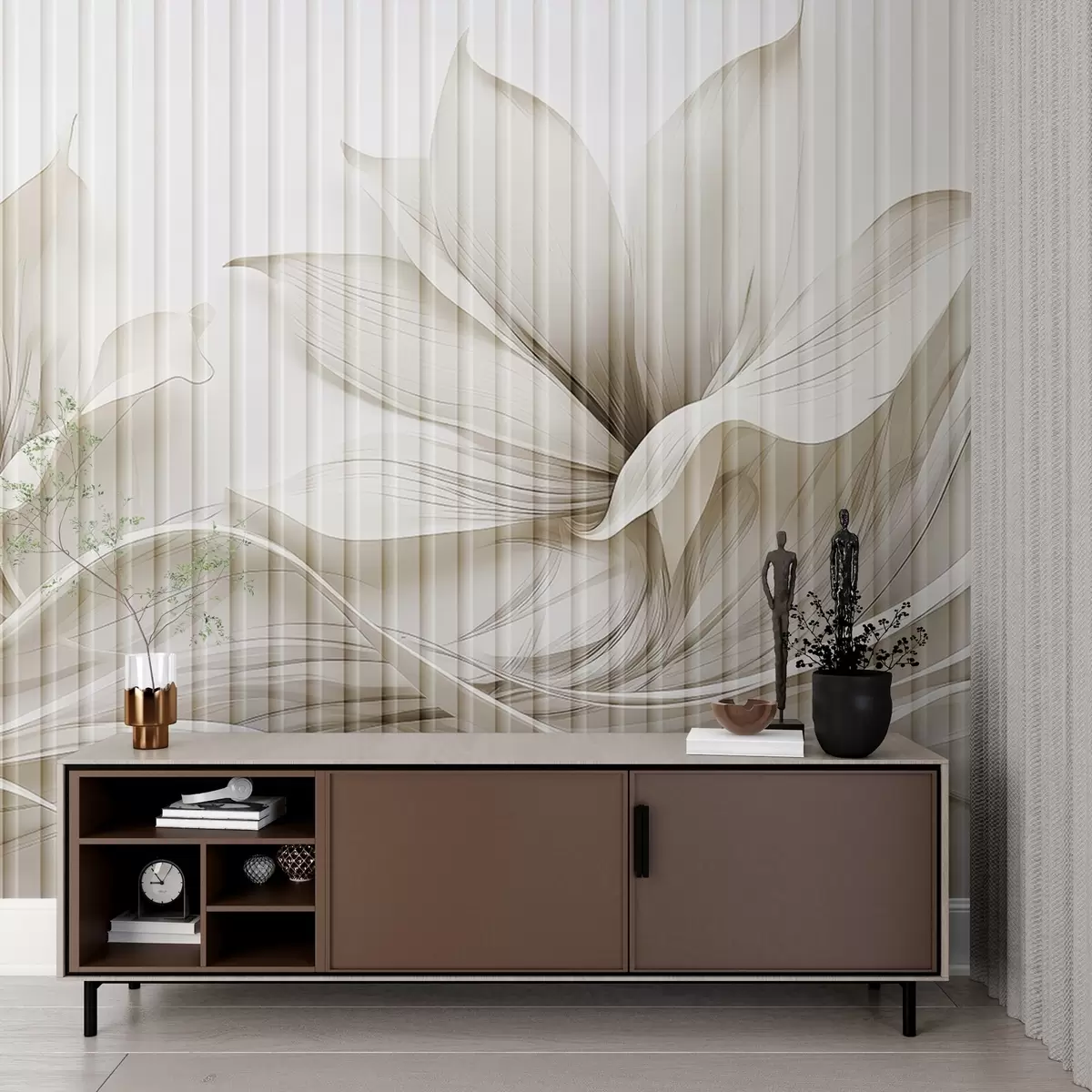 Фототапет Акварелни абстрактни цветя зад стъкло w03563v1