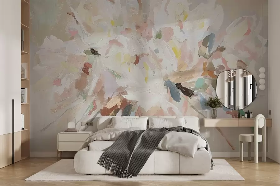 Фототапет Деликатни абстрактни цветя в стил живопис с маслени бои w03579