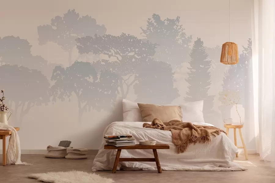 Фототапет силуети на дървета в мъглата w03451