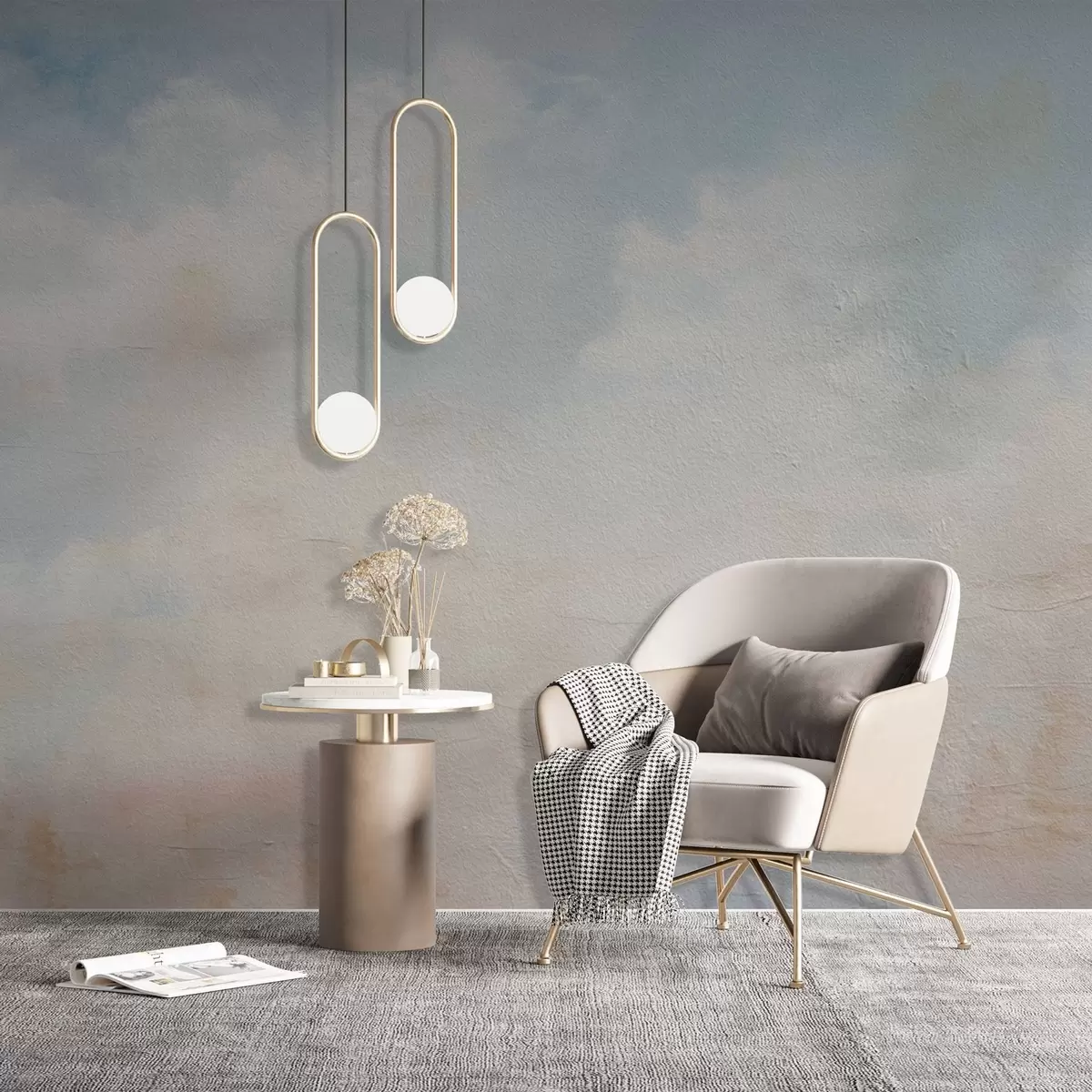 Фототапет Абстрактно небе с облаци в гръндж стил w03603