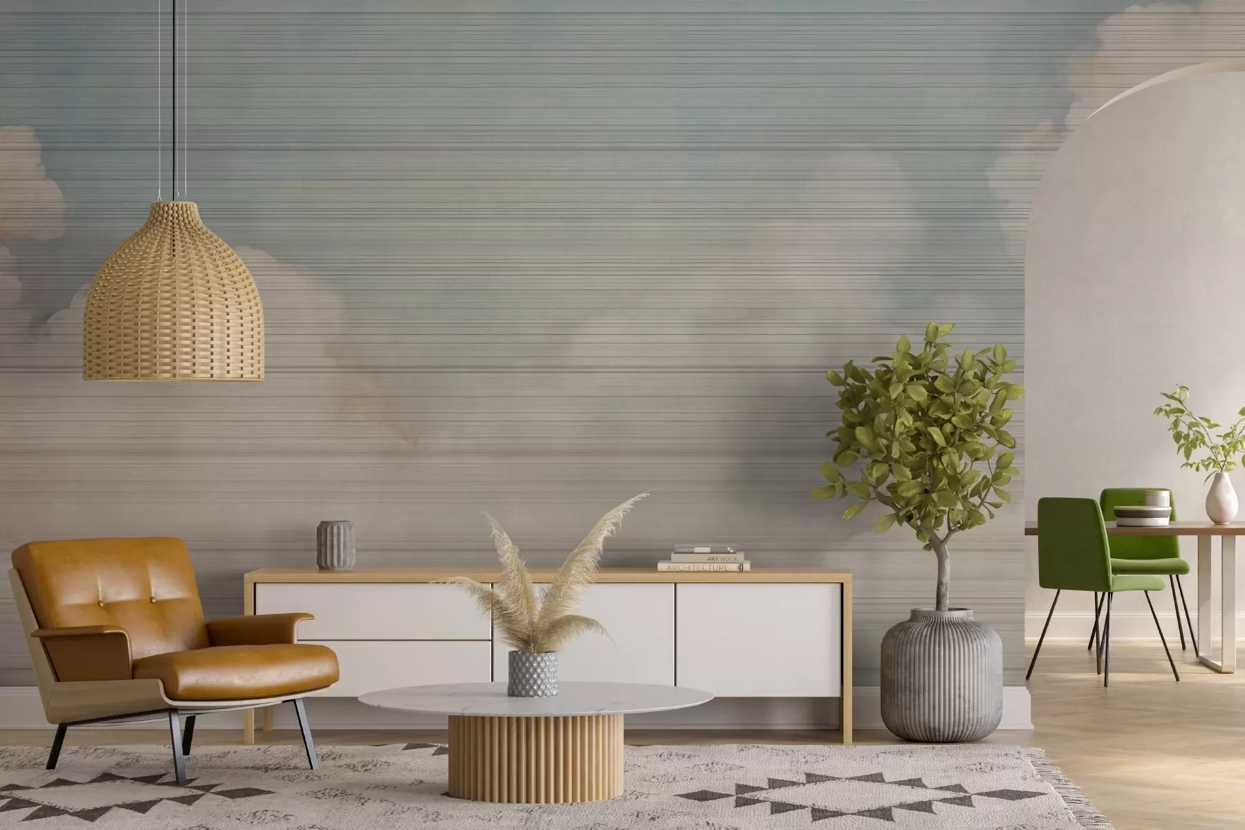 Фототапет Мек хоризонт, пастелен облачен пейзаж w03630v2