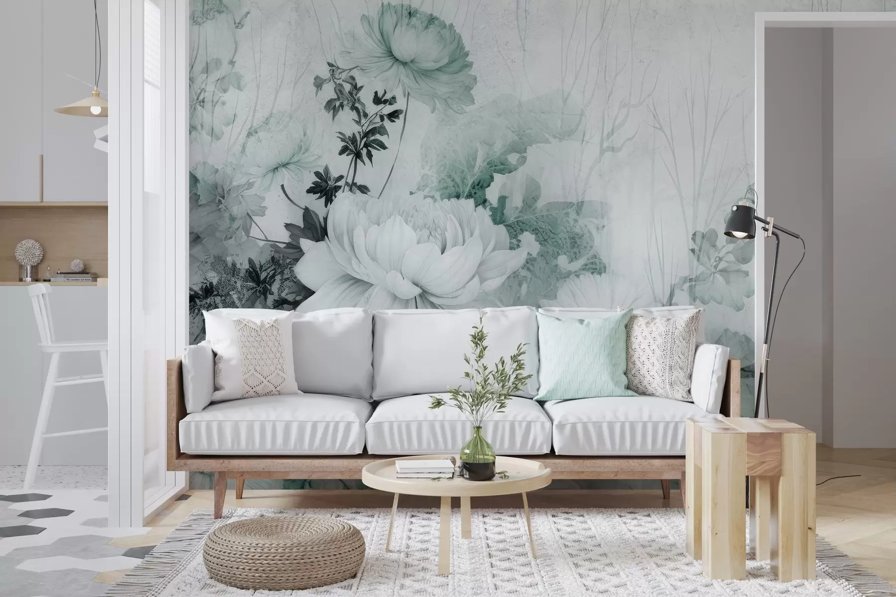 Фототапет Реколта цветя върху стара напукана стена w03654v2