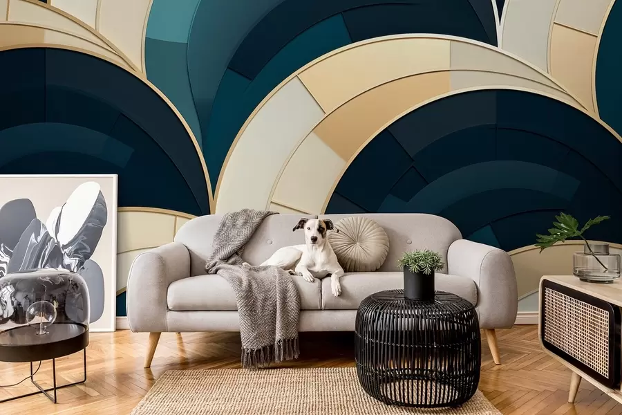 Фототапет Синьо-жълти абстрактни фигури w08991