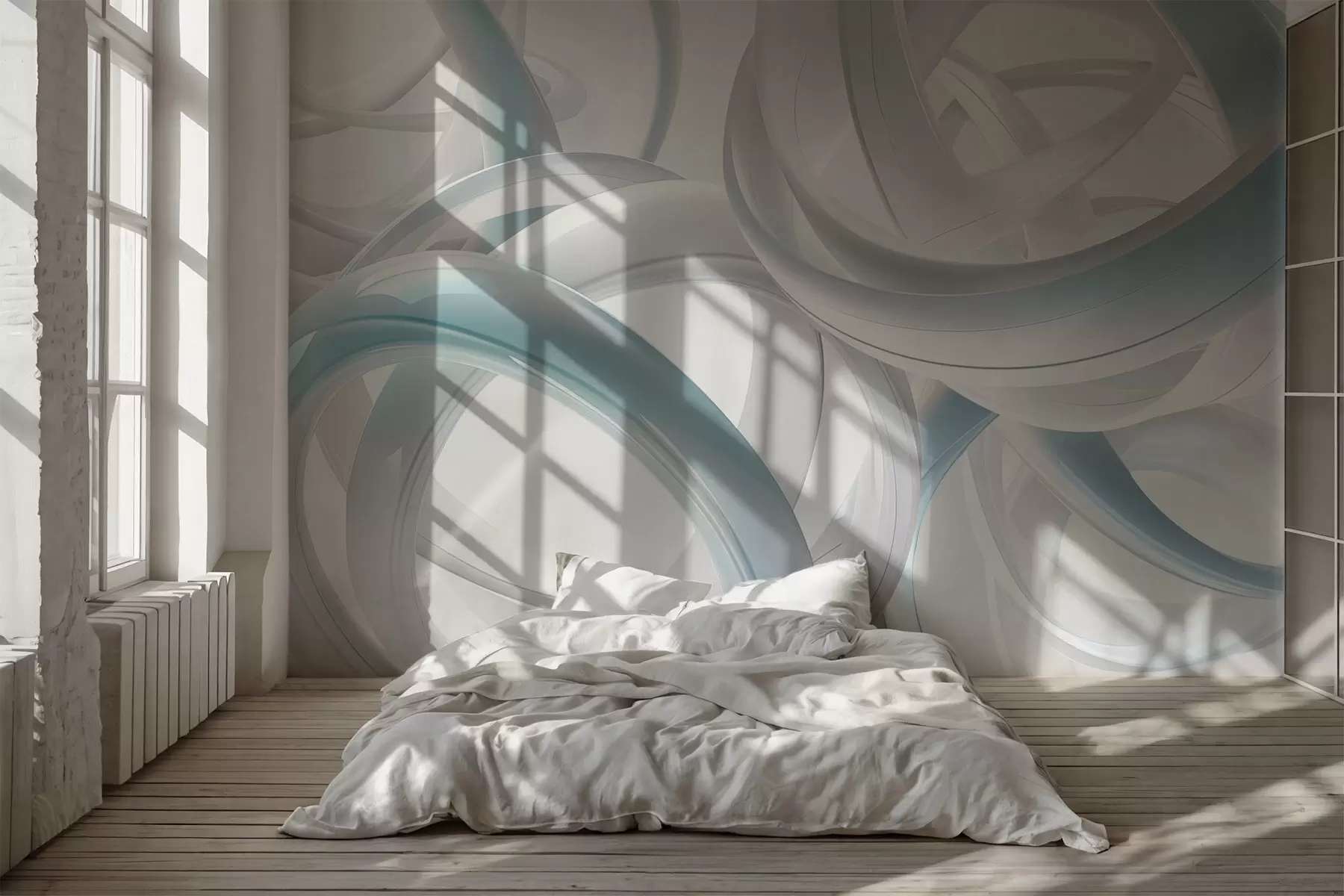 Фототапет Абстрактни фигури, нюанси на синьо и сиво w03674