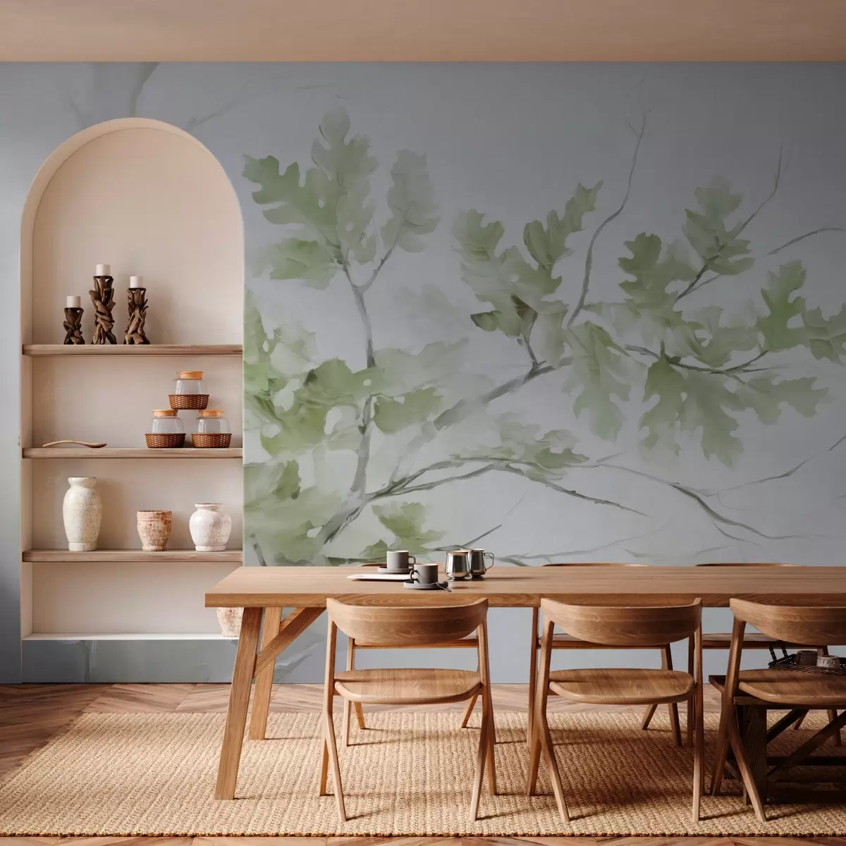 Фототапет Дъбов клон със зелени листа w03772v1