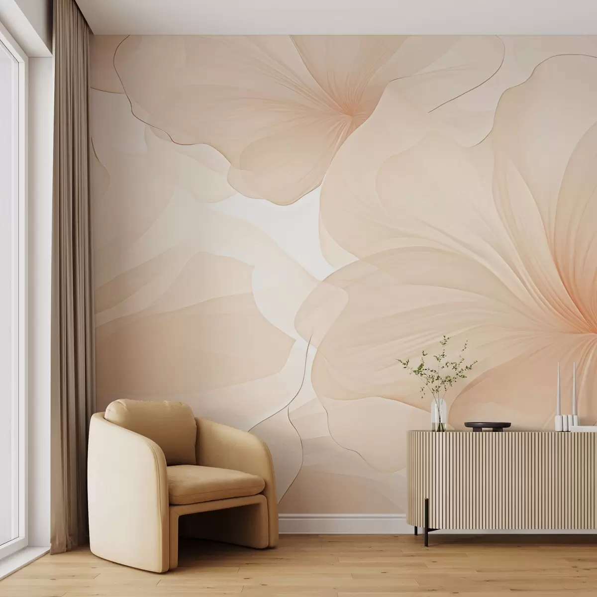 Фототапет Меко розови големи цветни пъпки w09032