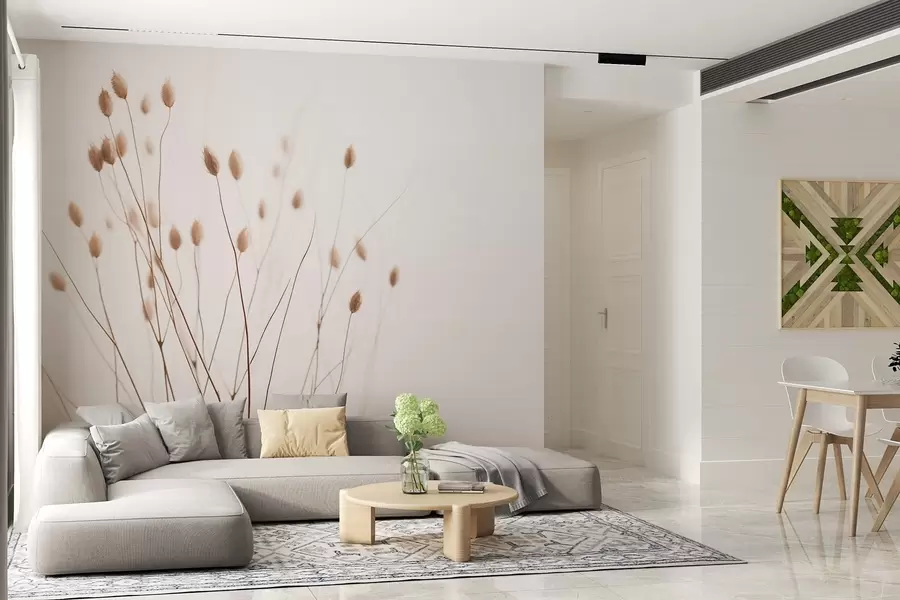 Фототапет Минималистични клони с шипове на бял фон w03805