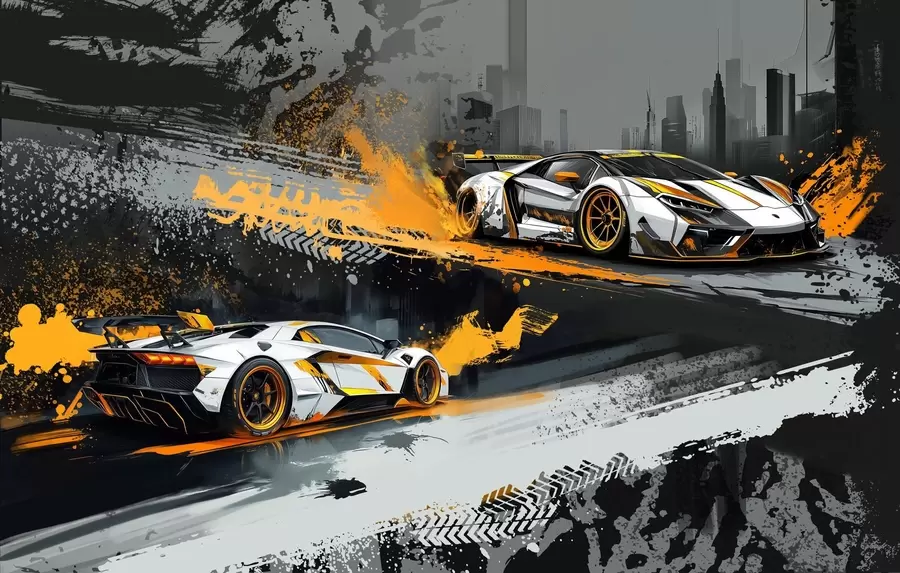 Фототапет твърд стил Grange, изразителни, динамични спортни автомобили w03721