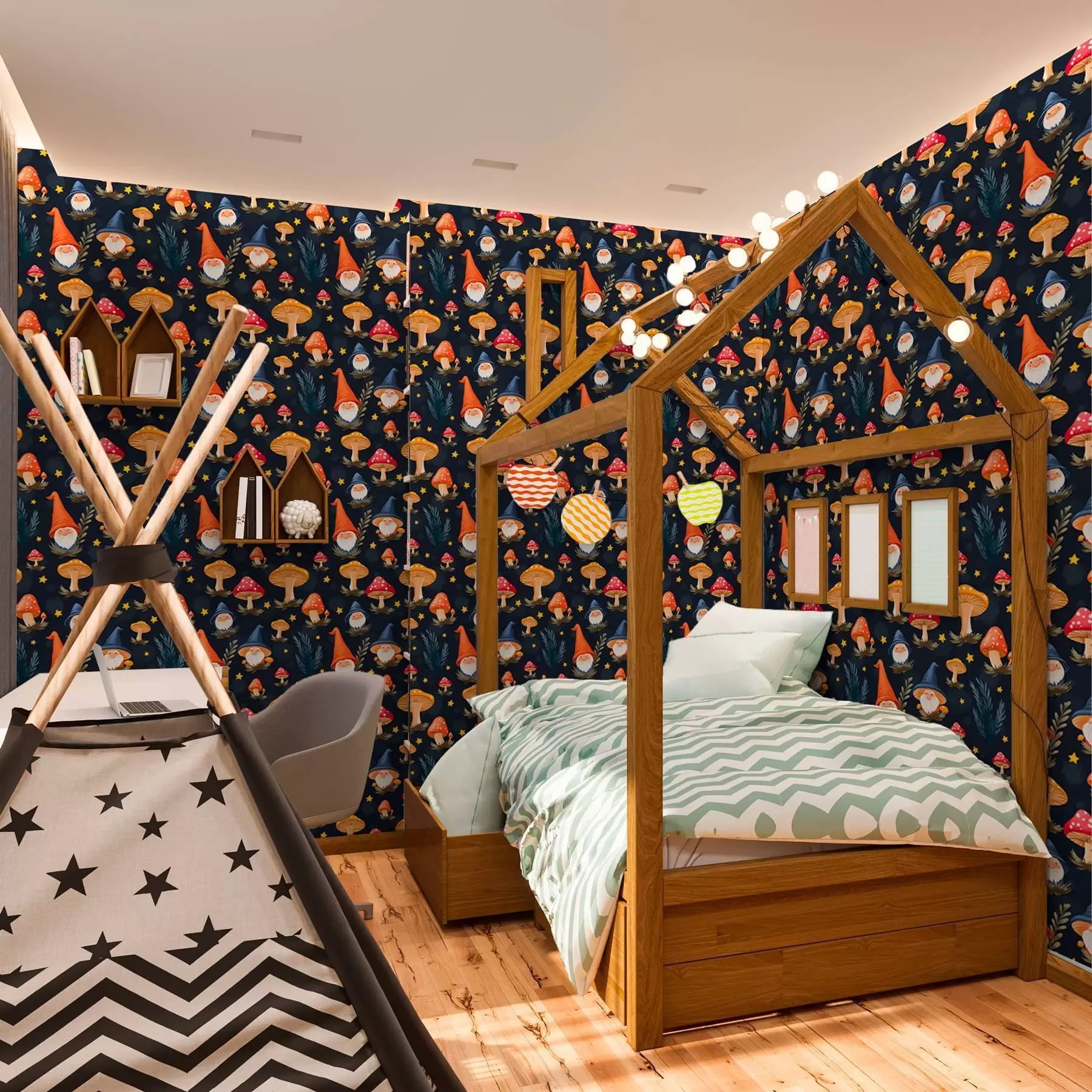 Фототапет Приказни гноми и звездна нощ a00077