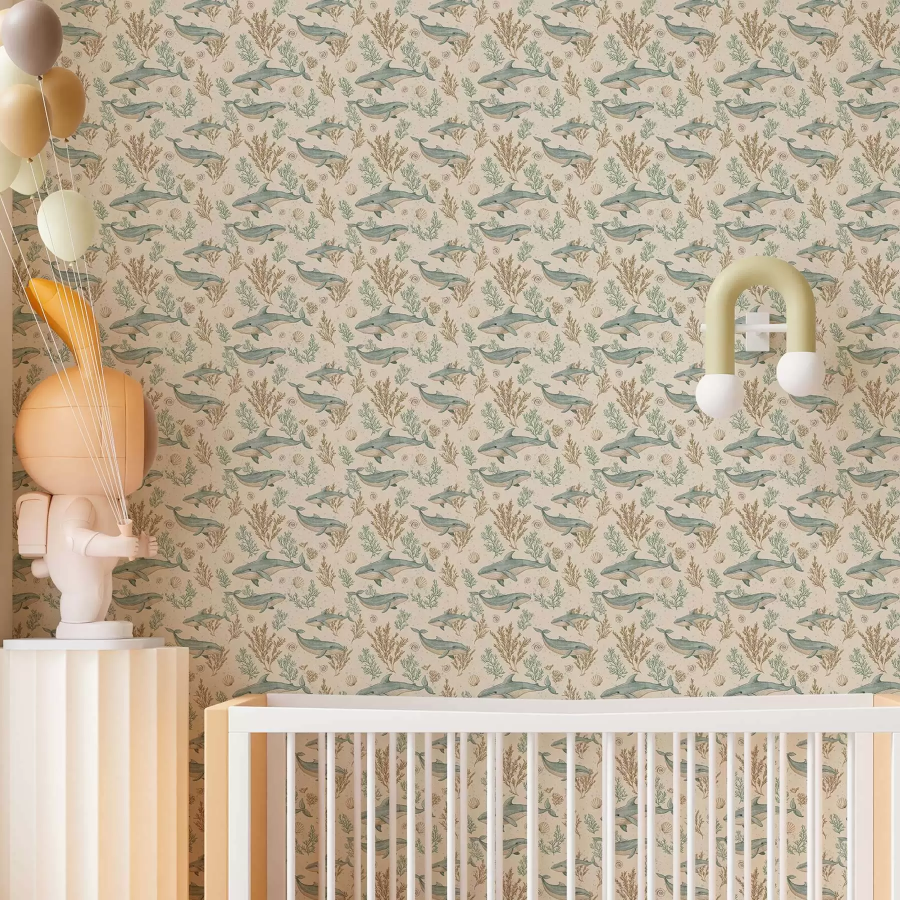 Фототапет Китове на бял фон a00117