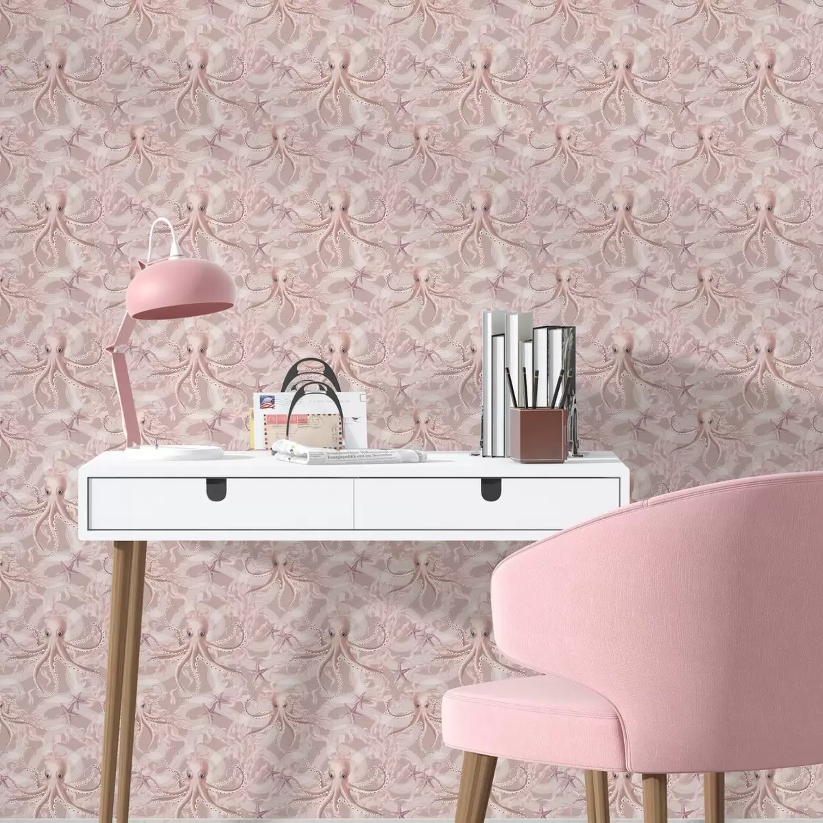 Тапети Октоподи на розов фон a00120