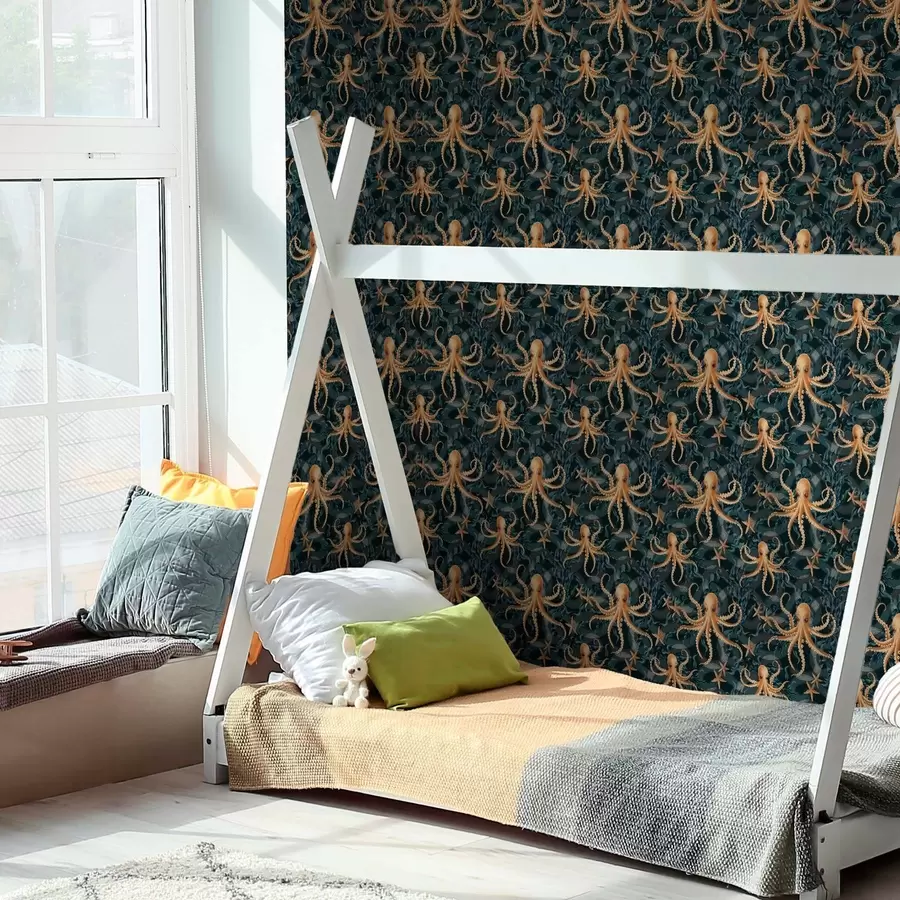 Фототапет Октоподи на тъмносин фон a00120v1