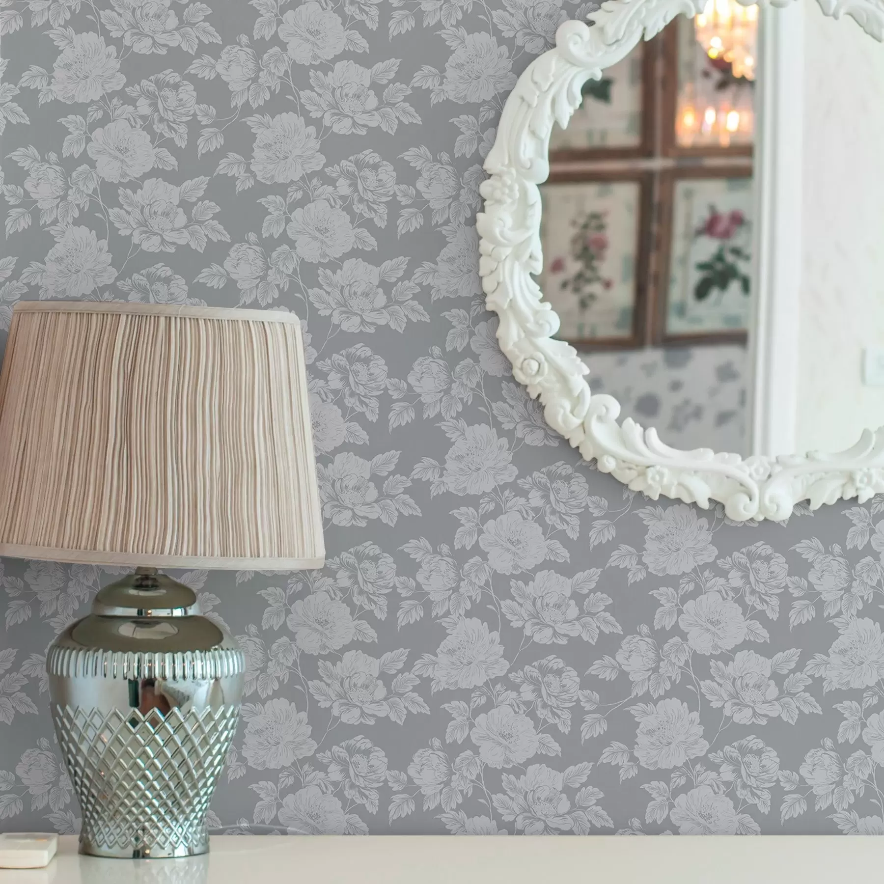 Фототапет Светли цветя на сив фон a00129v1