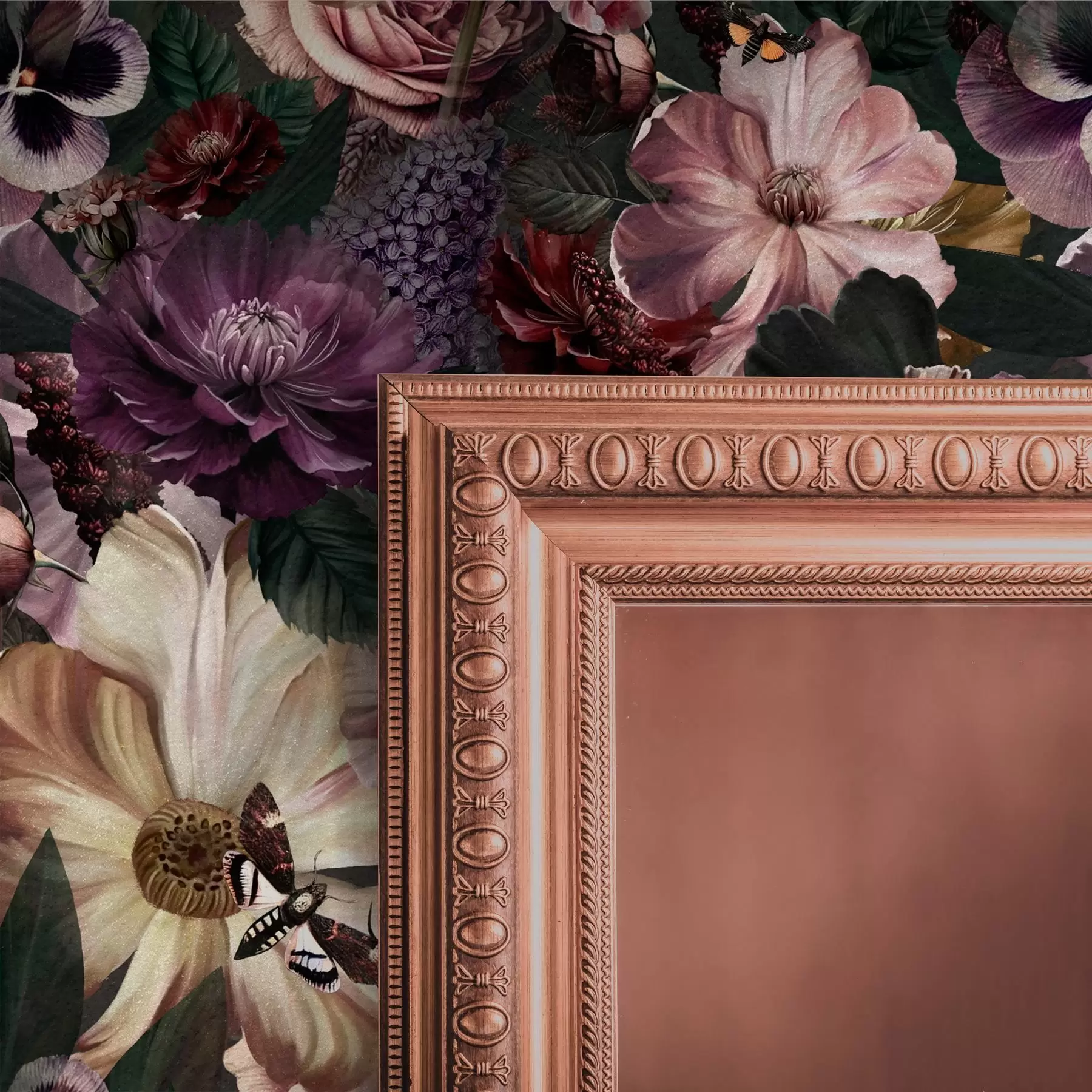 Фототапет Художествен флорален печат в тъмни цветове a00147