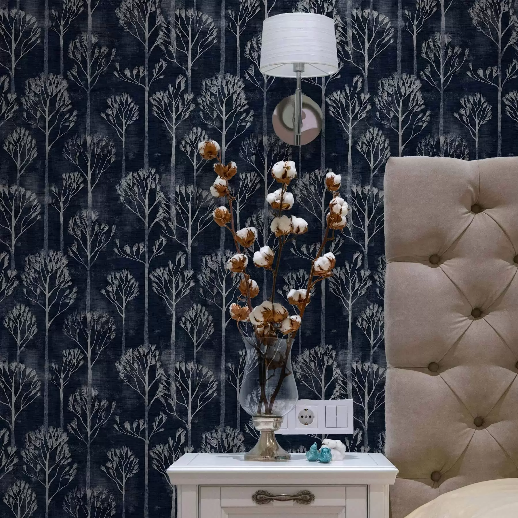 Фототапет Ботаника с бели дървета в скандинавски стил a00148