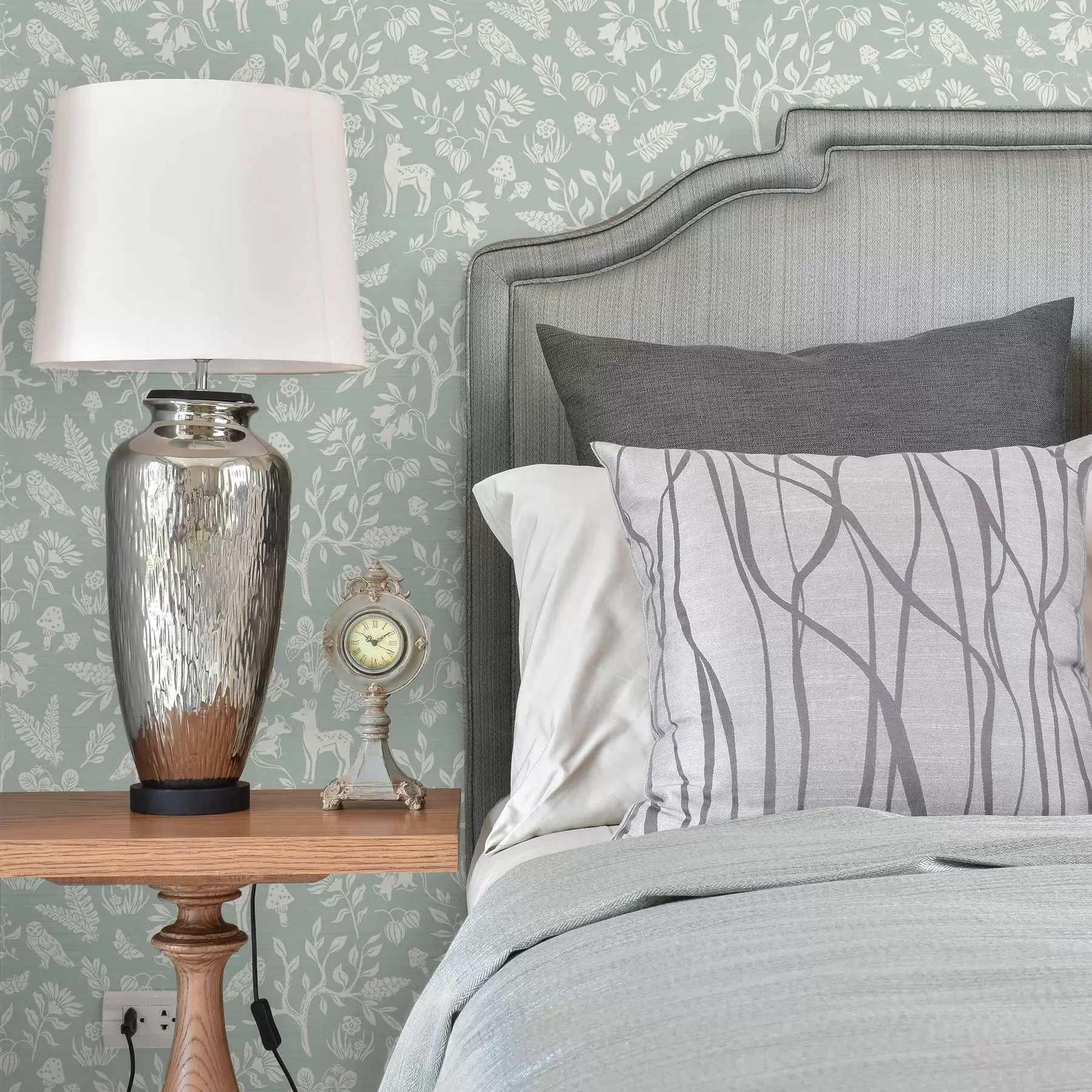 Фототапет Скандинавски животни и растения на ментов фон a00149