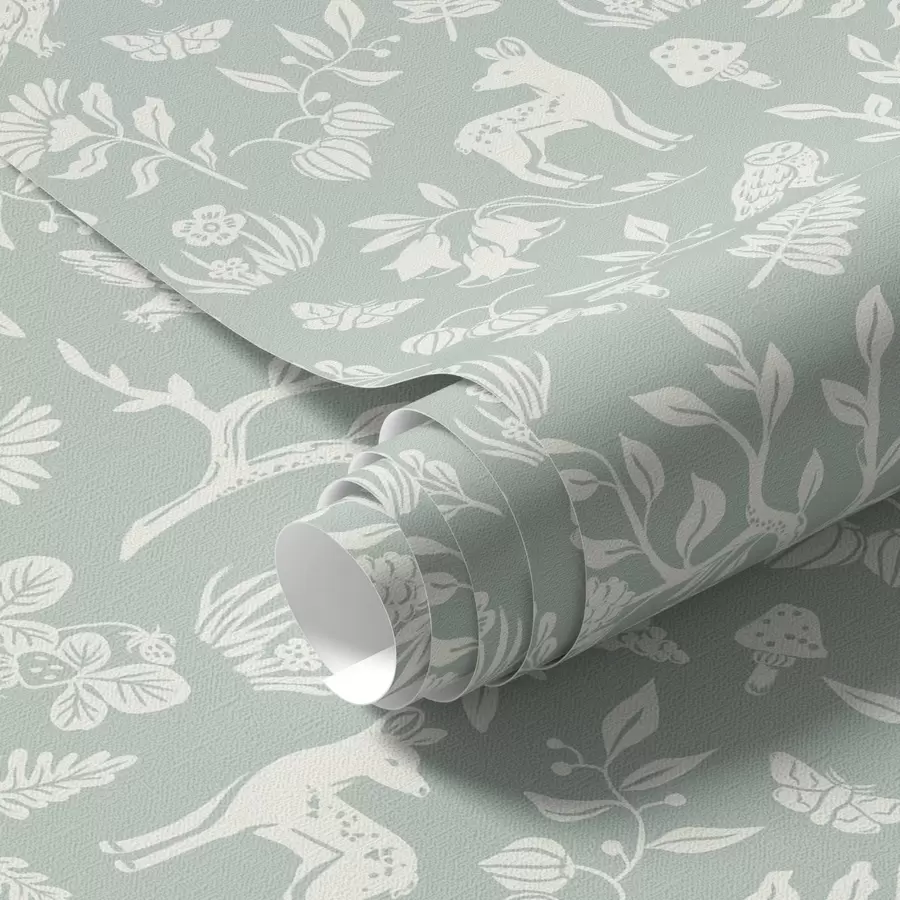 Фототапет Скандинавски животни и растения на ментов фон a00149