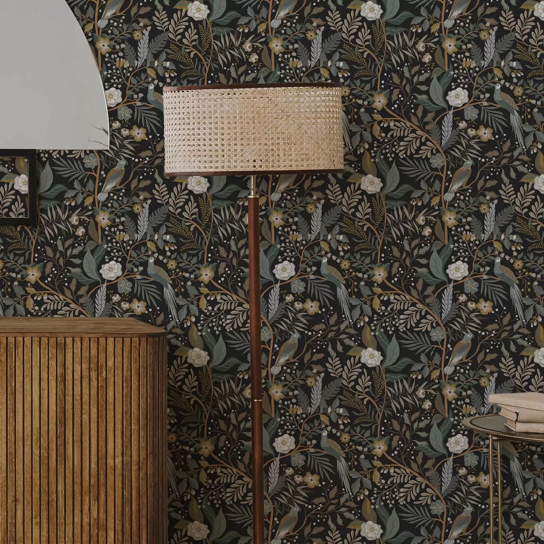 Фототапет Птици сред клони на тъмен фон a00161