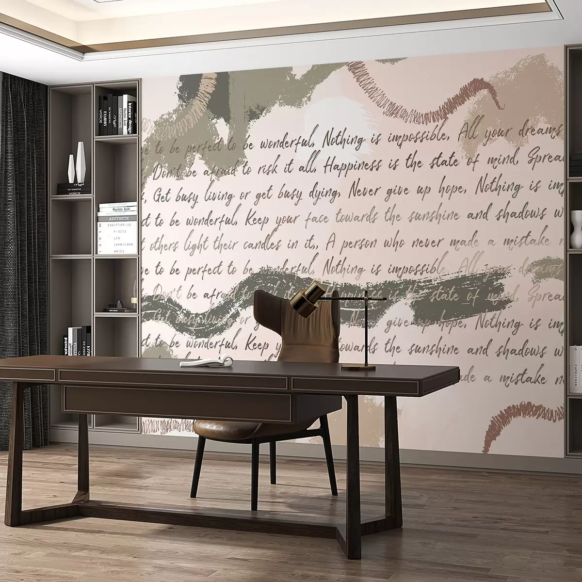 Фототапет Дизайн с вдъхновяващи цитати, абстракция, естествени цветове w03909