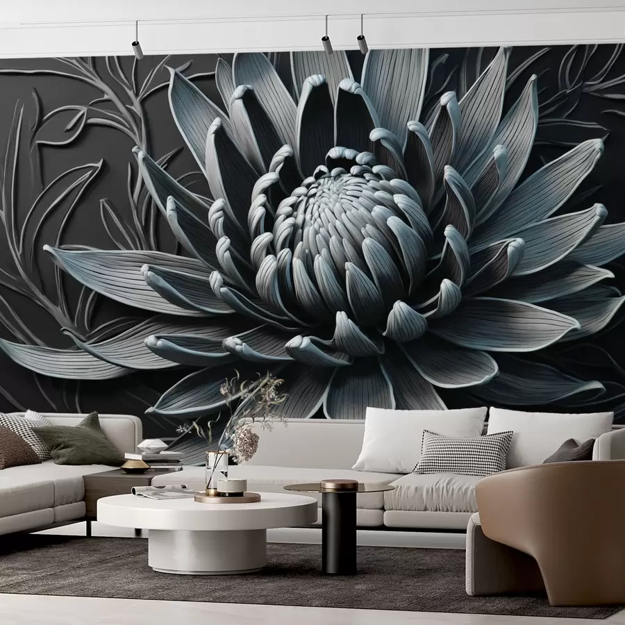 Фототапет Цвете от протея, син и черен цвят w03930v2