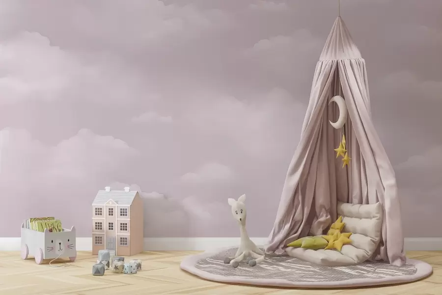 Фототапет Розови облаци в деликатни пастелни нюанси w03994v2