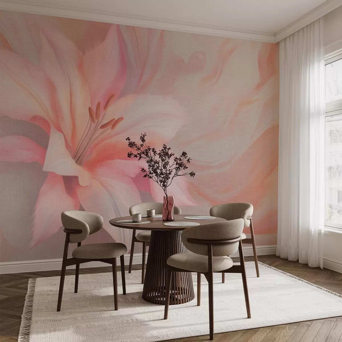 Фототапет Лилия цвете течност абстракция, флорален, цветен рисунка w04006