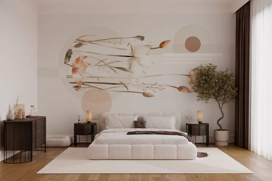 Фототапет пастелни лилии и бохо геометрия w03964